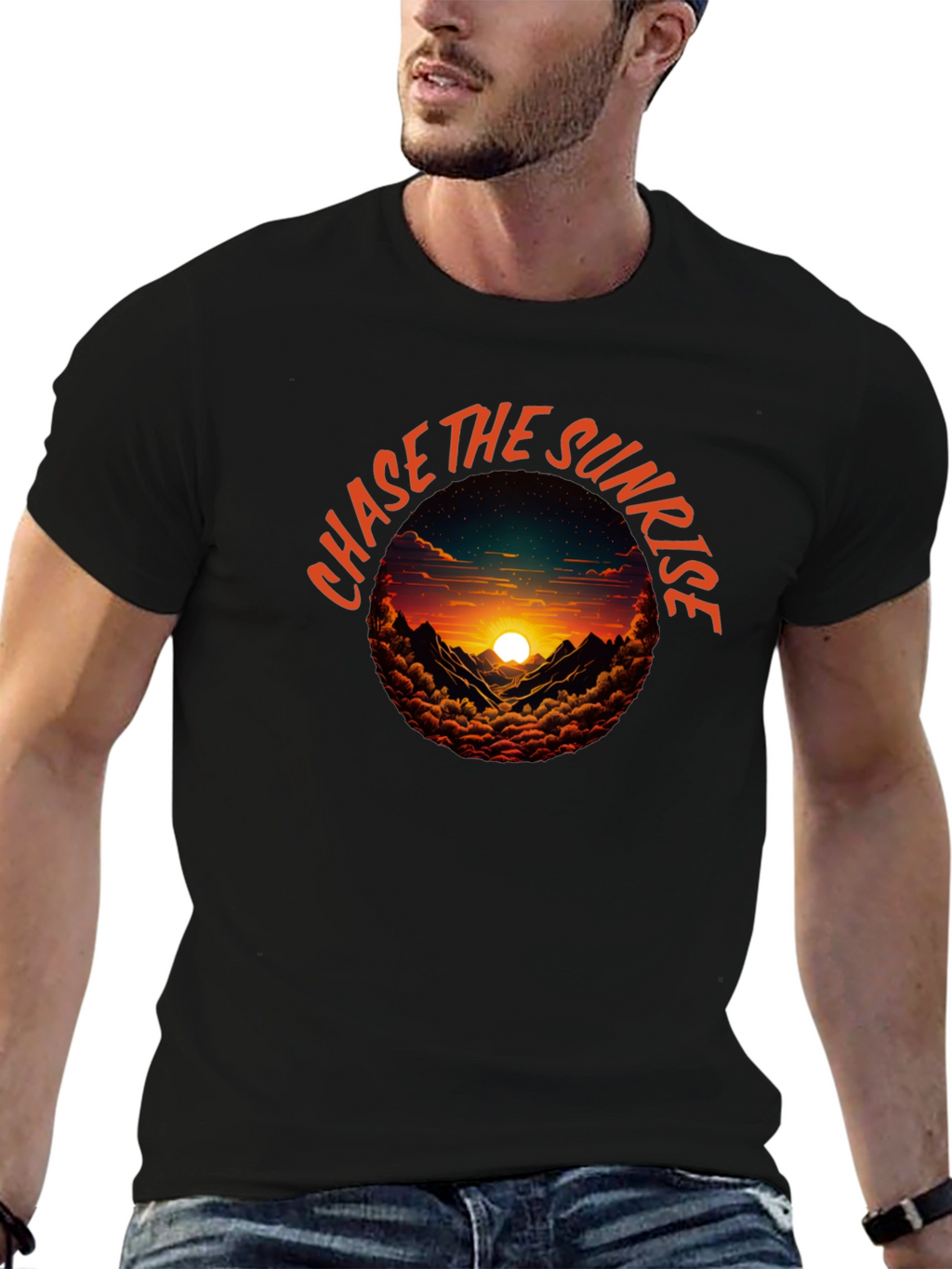 Chase The Sunrise Graphic Tee - Black