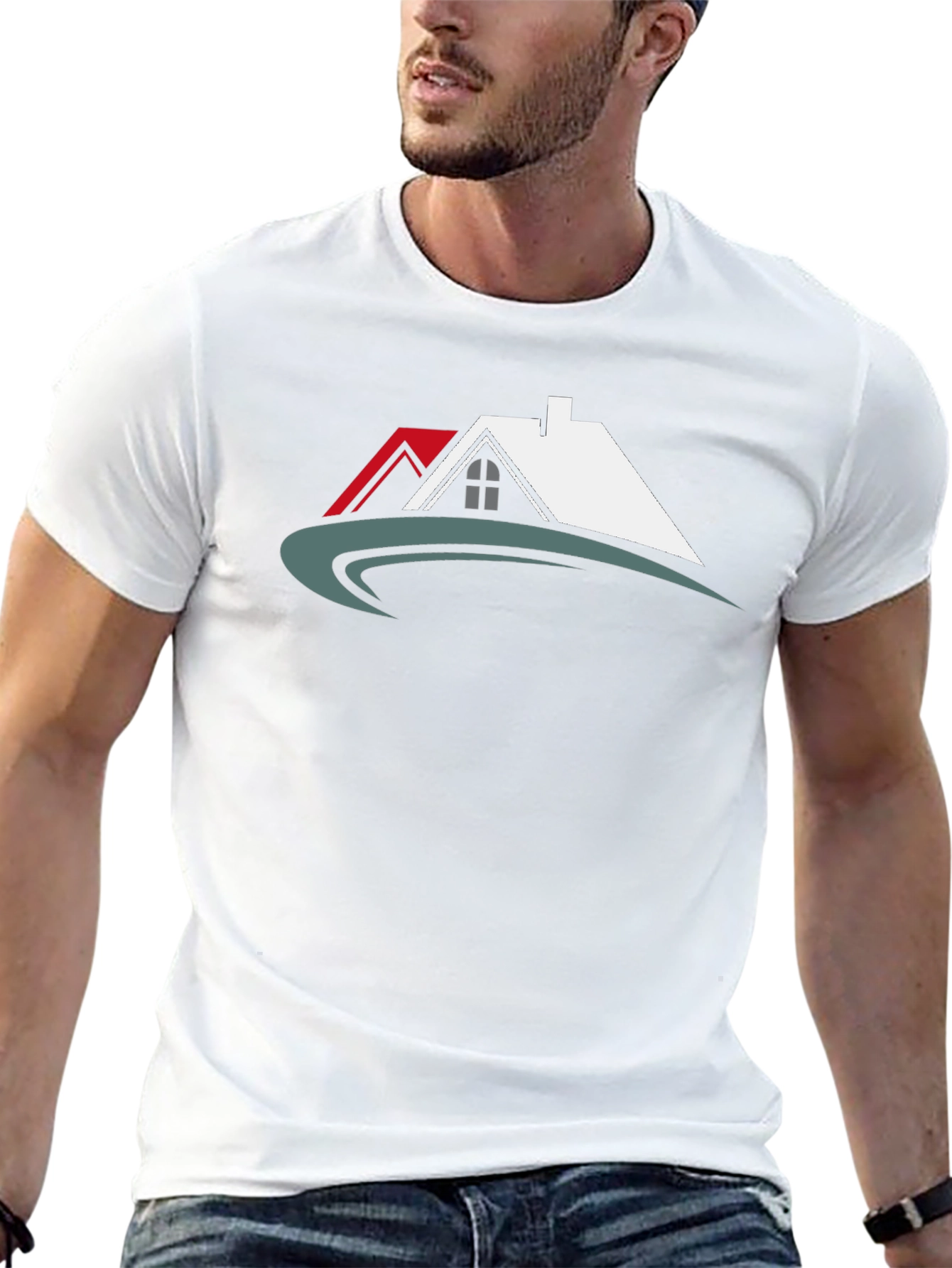 Black T-Shirt with House Graphic