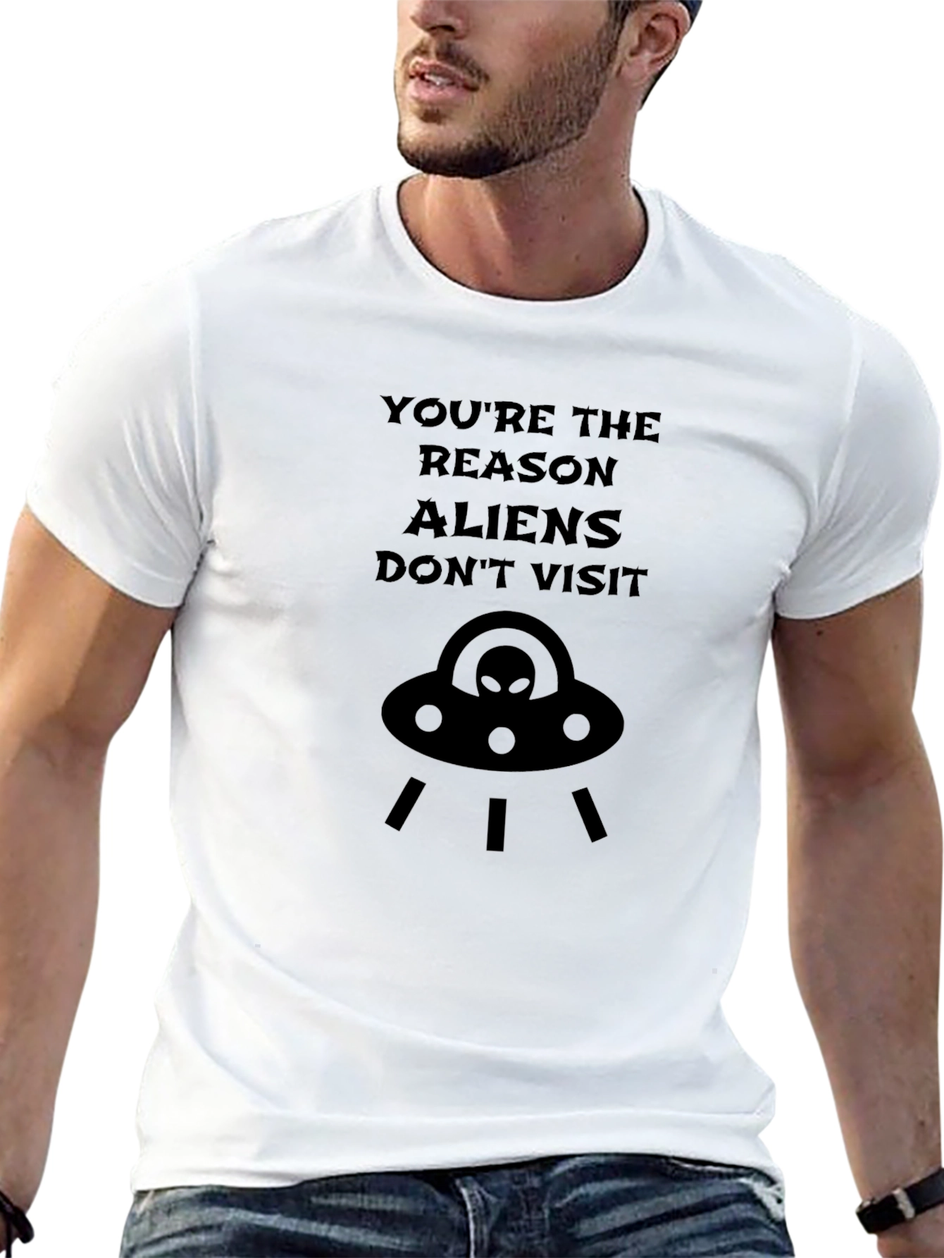 Funny Alien UFO Graphic T-Shirt - Youre The Reason