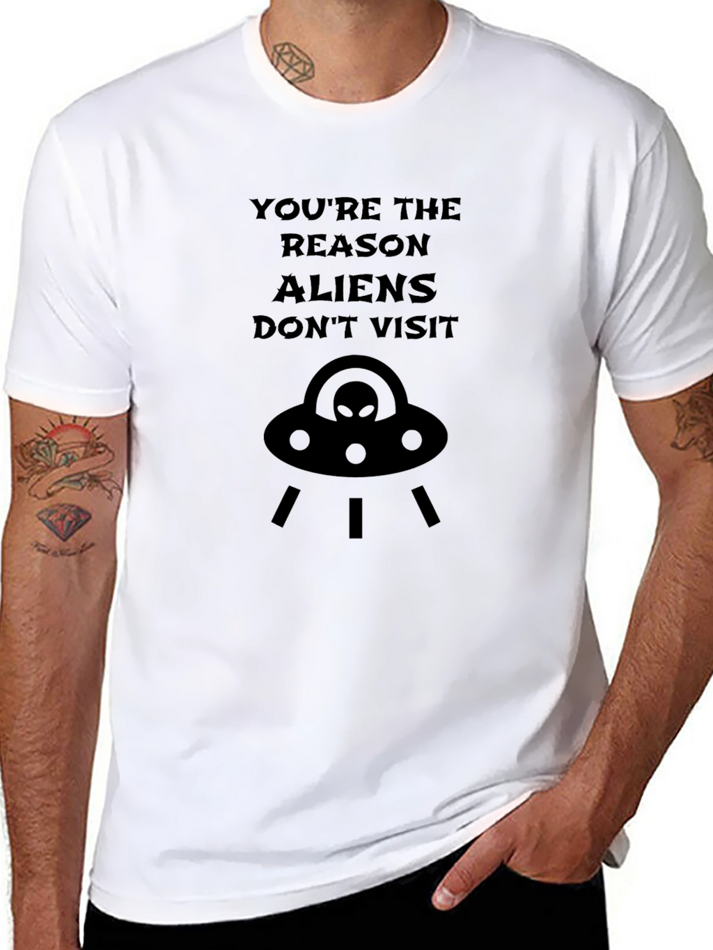 Funny Alien UFO Graphic T-Shirt - Youre The Reason
