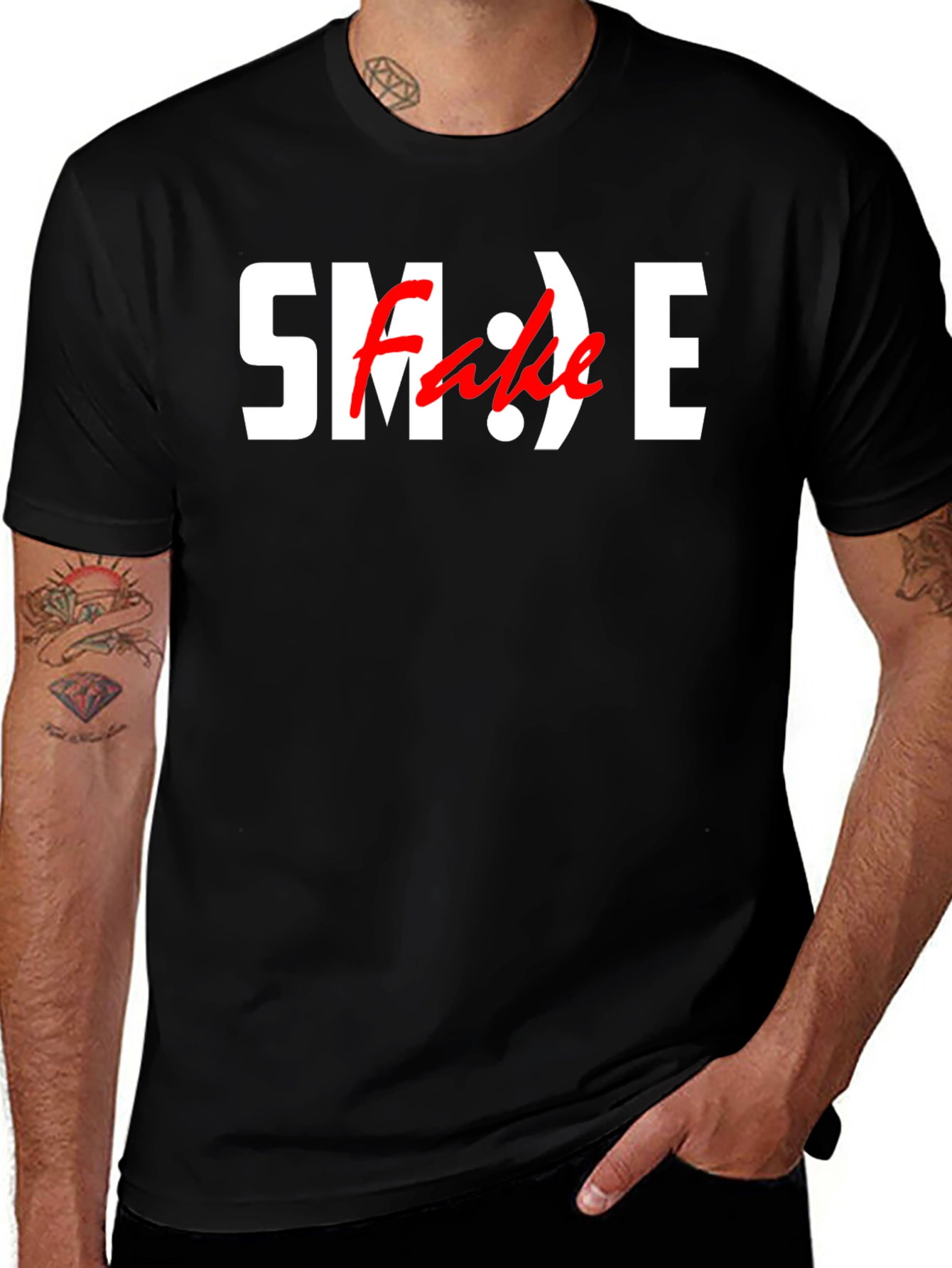 SMILE Funny Graphic T-Shirt - Fake Smile Tee