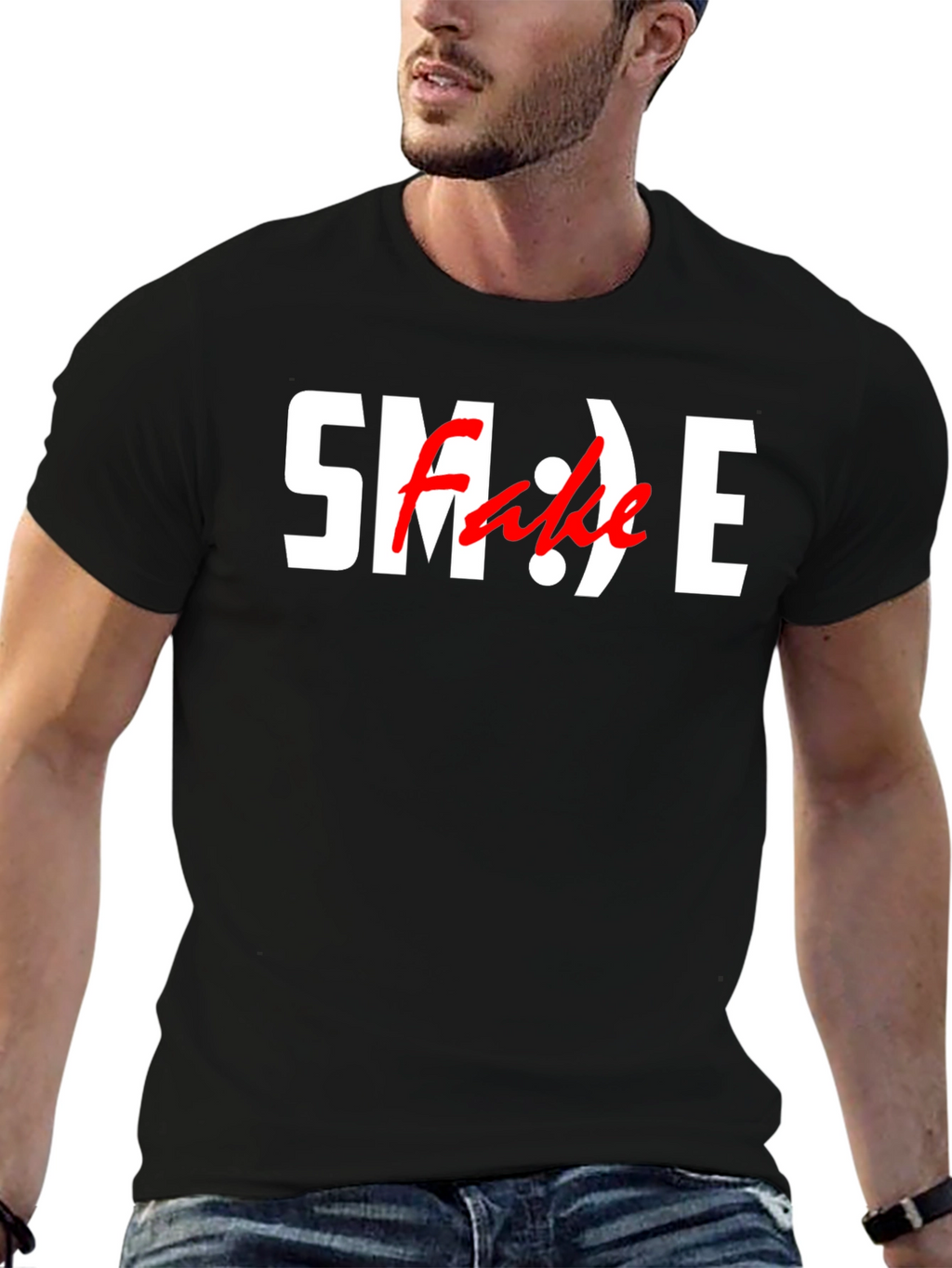 SMILE Funny Graphic T-Shirt - Fake Smile Tee