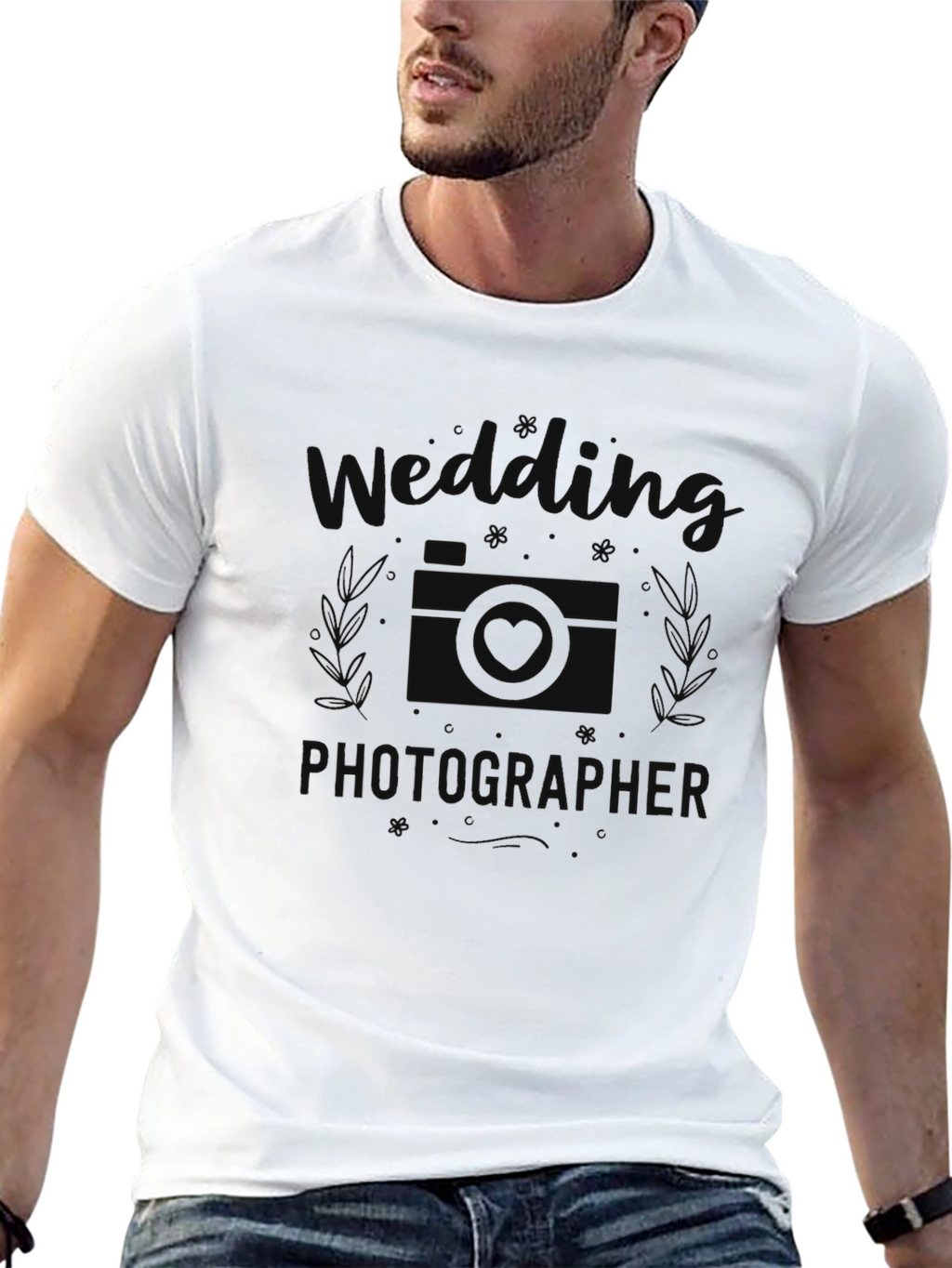 Wedding Photographer T-Shirt - Black Crew Neck Tee