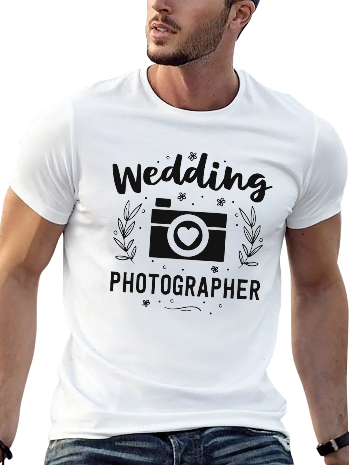 Wedding Photographer T-Shirt - Black Crew Neck Tee
