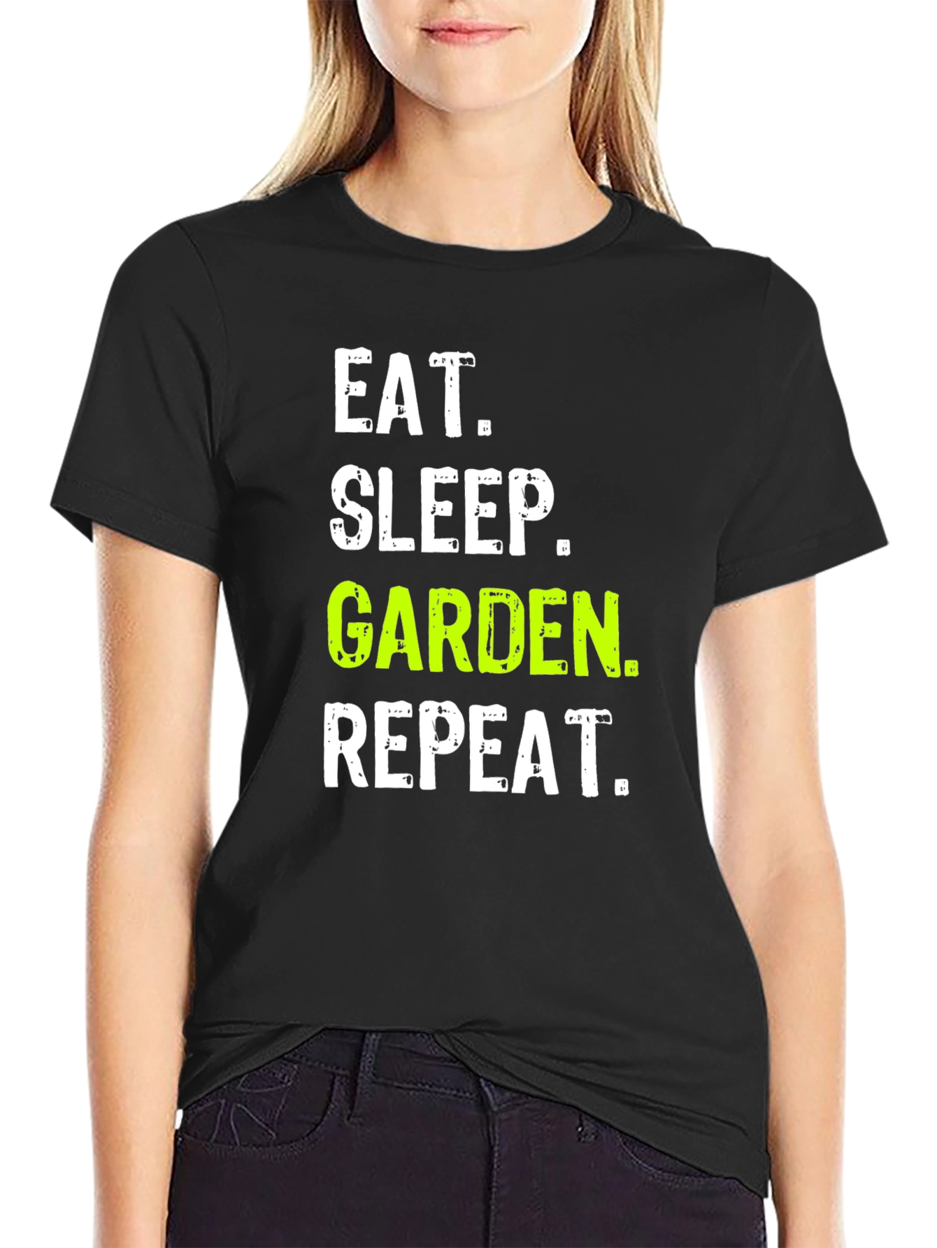 Eat Sleep Garden Repeat Black Graphic T-Shirt