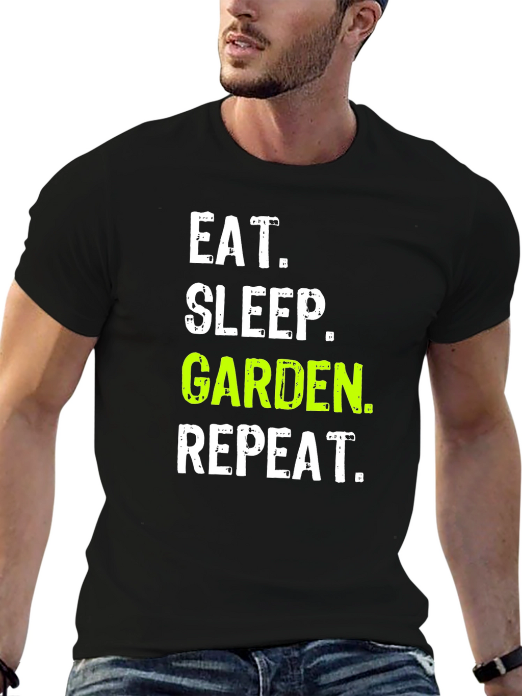 Eat Sleep Garden Repeat Black Graphic T-Shirt