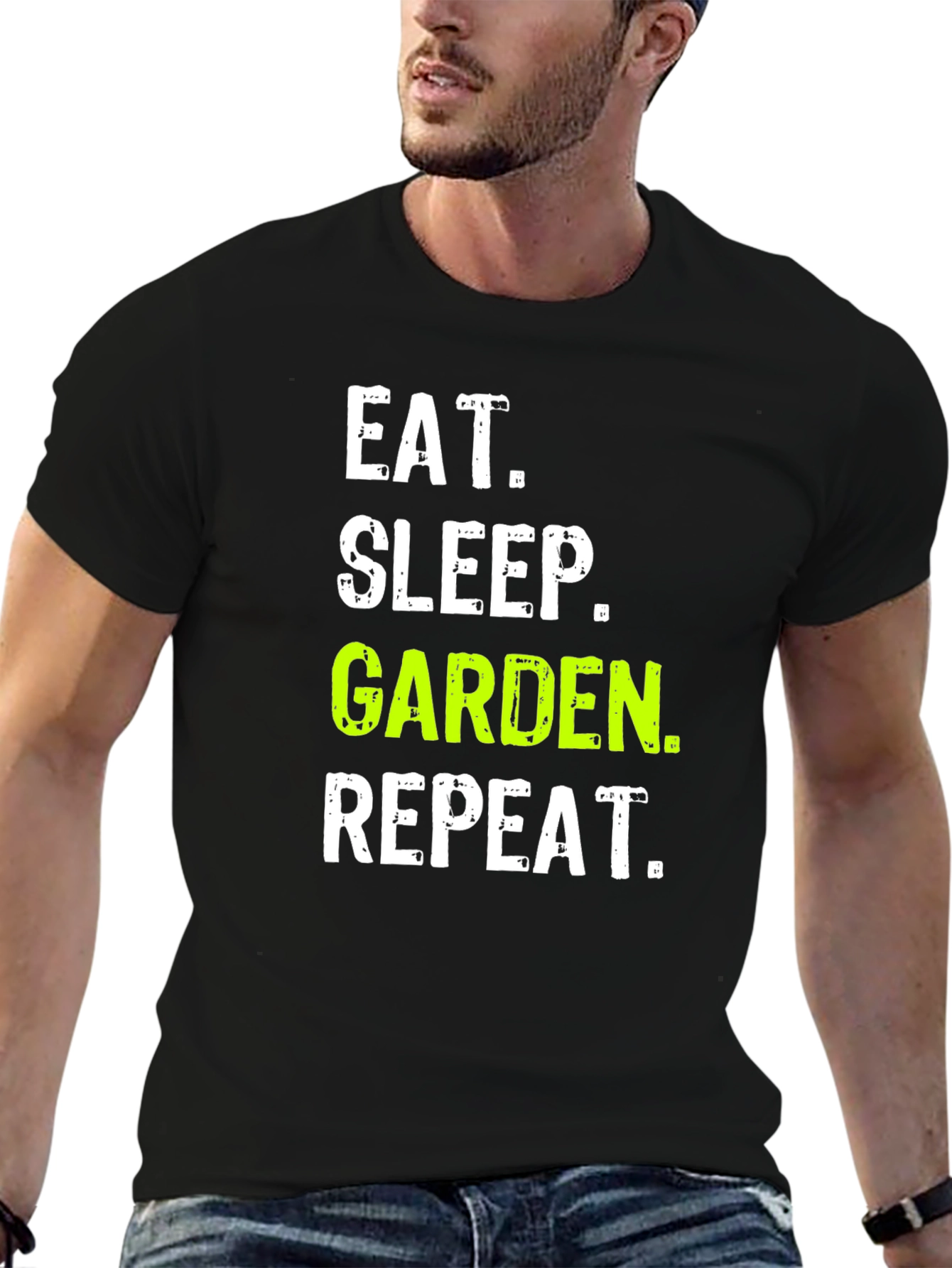 Eat Sleep Garden Repeat Black Graphic T-Shirt
