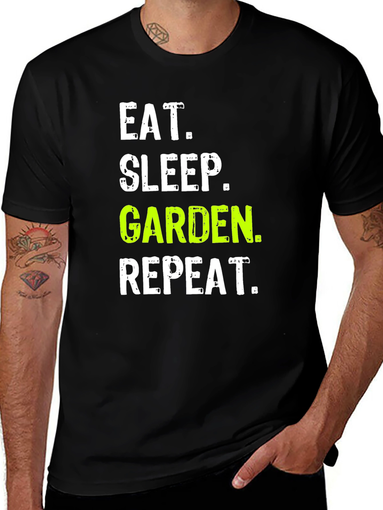 Eat Sleep Garden Repeat Black Graphic T-Shirt