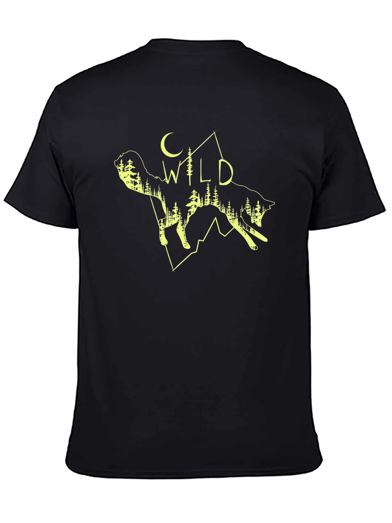 Wild Wolf Graphic Tee - Black Cotton T-Shirt