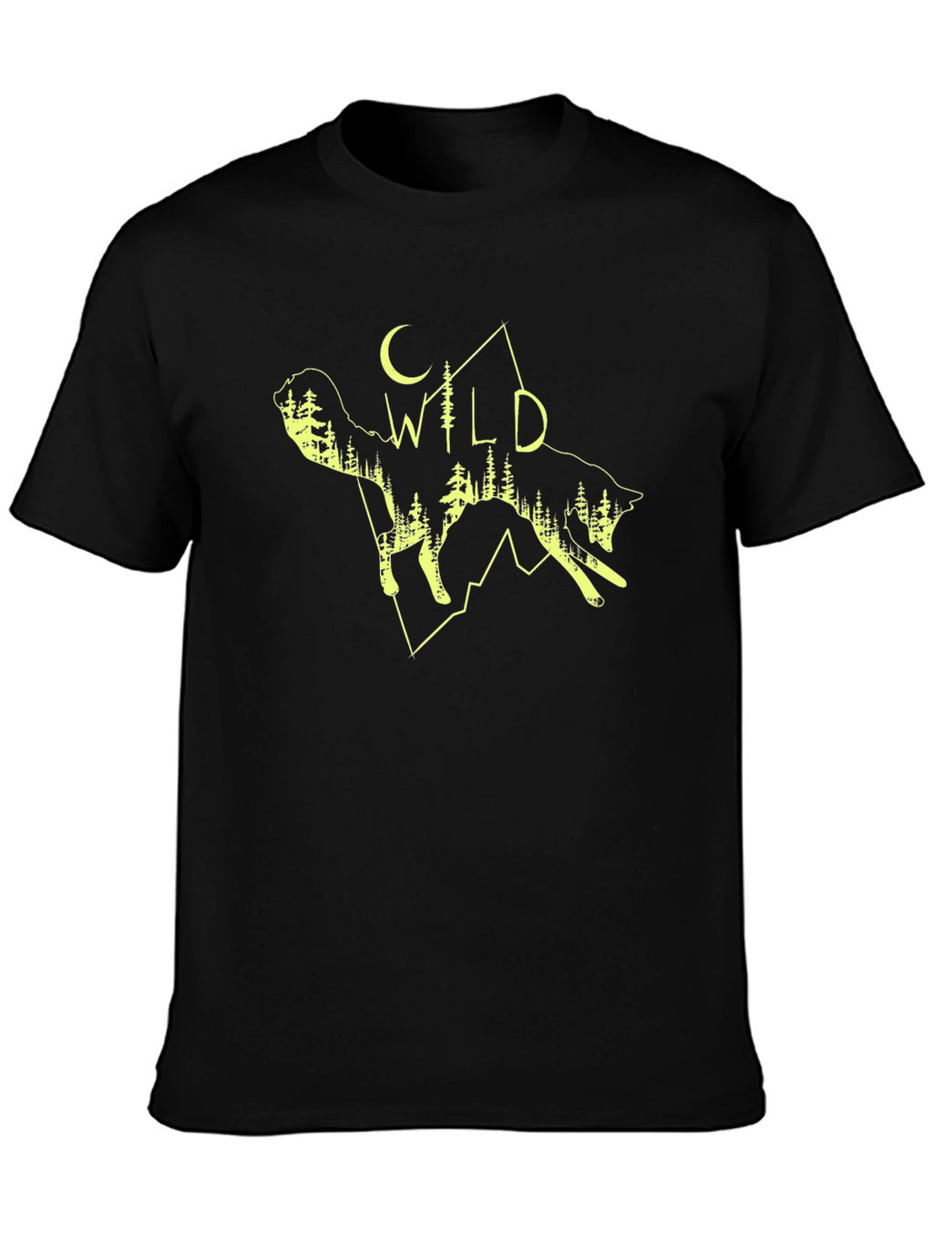 Wild Wolf Graphic Tee - Black Cotton T-Shirt