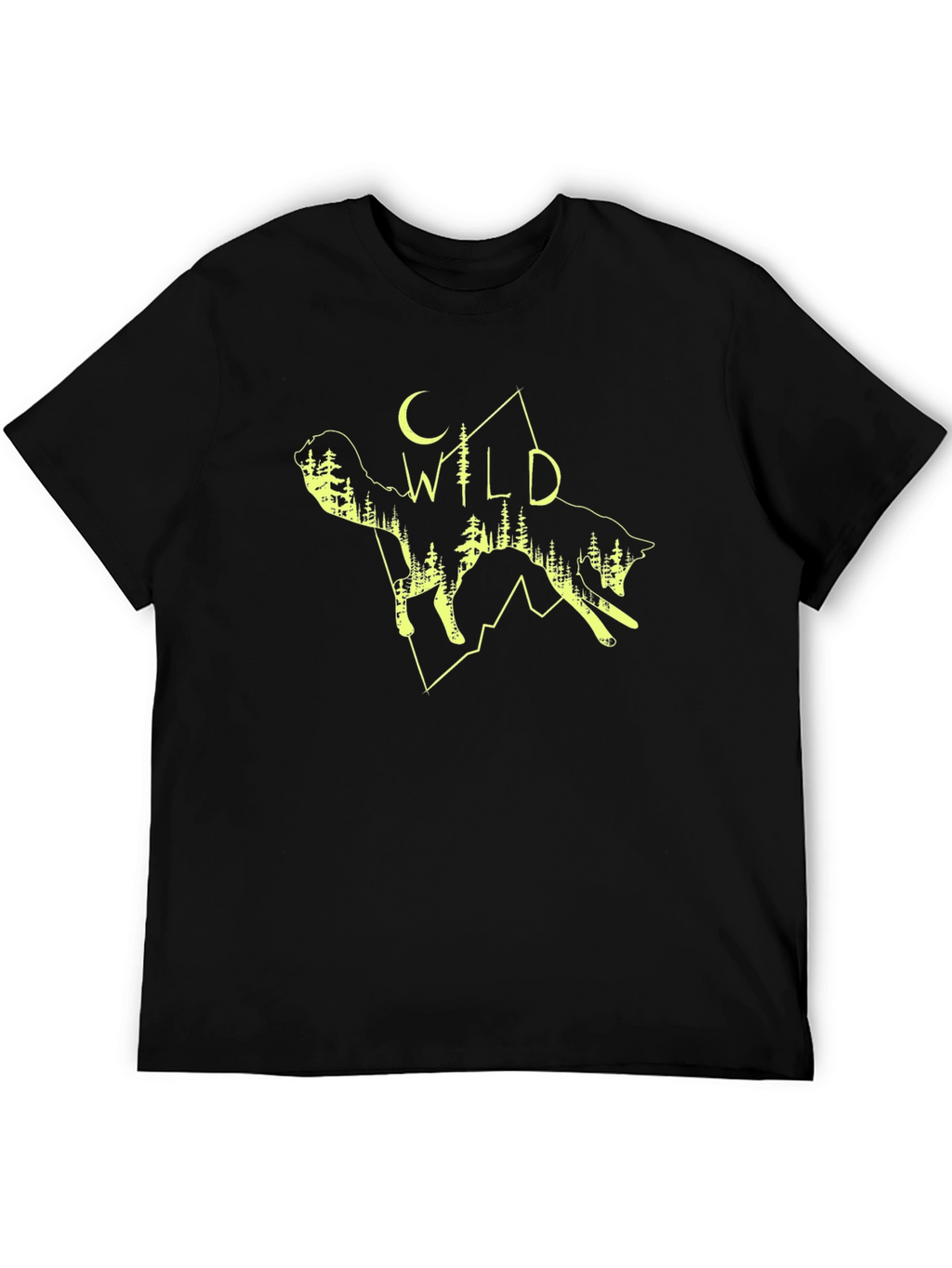Wild Wolf Graphic Tee - Black Cotton T-Shirt