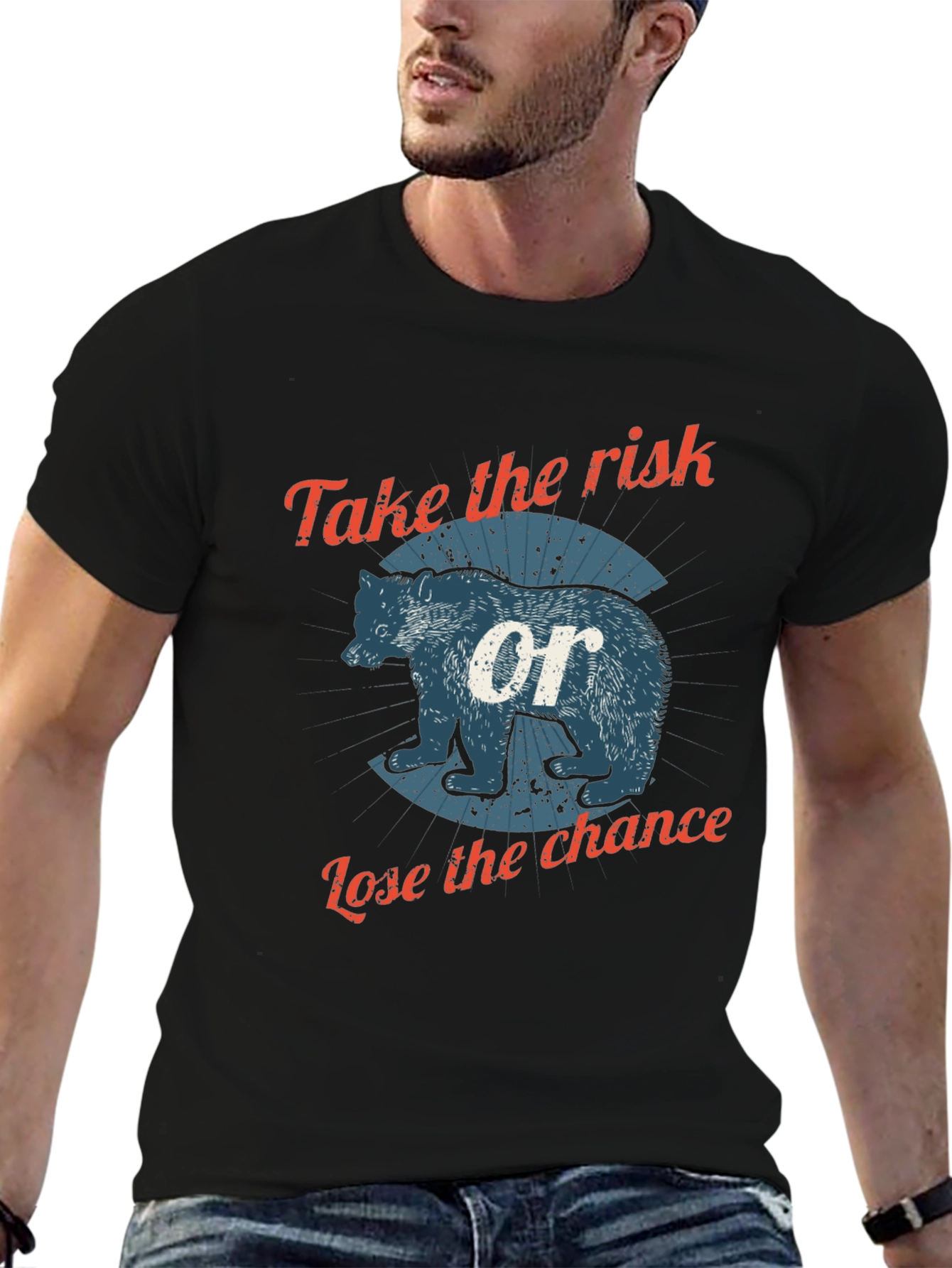 Risk & Chance Bear Graphic Tee - Black