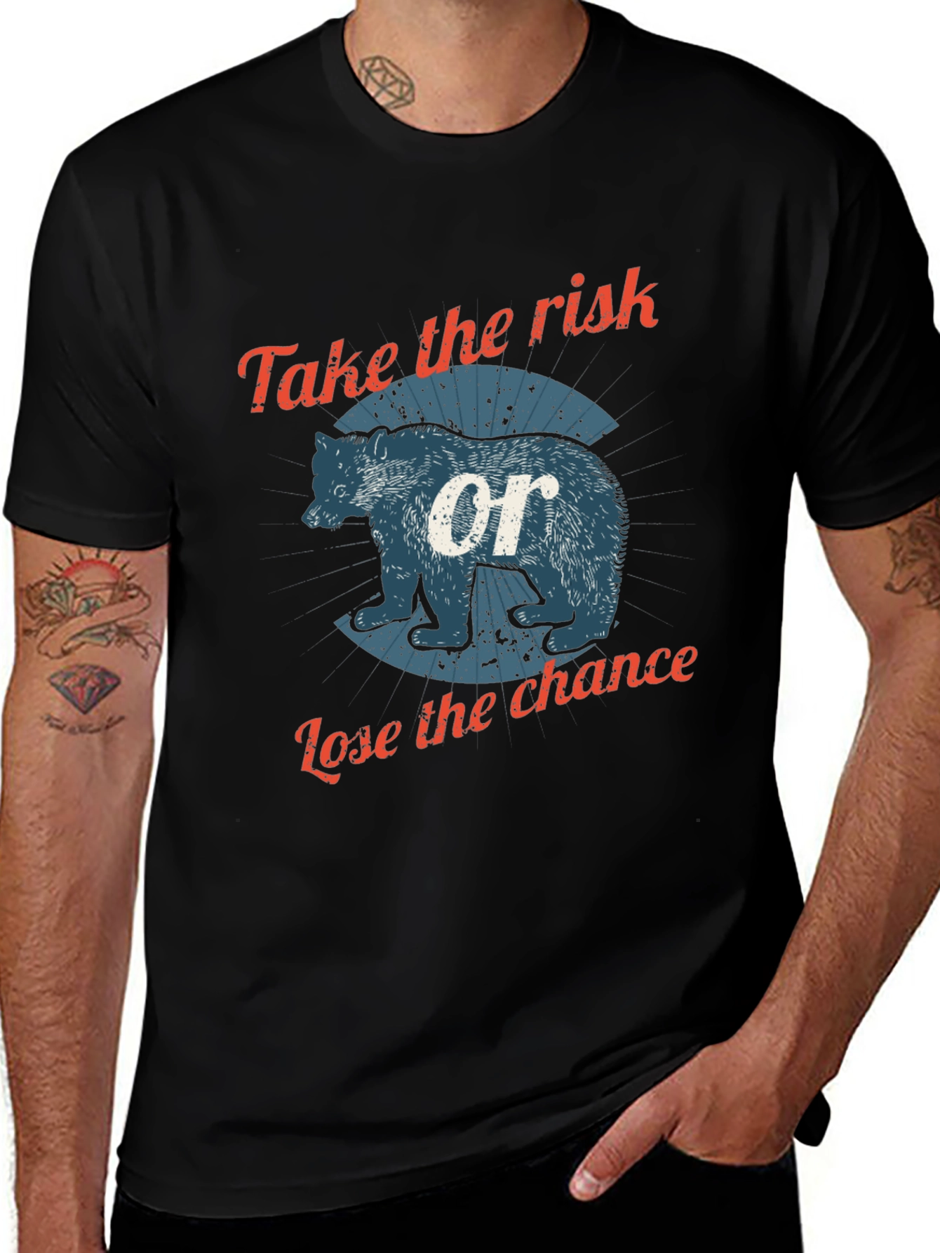 Risk & Chance Bear Graphic Tee - Black