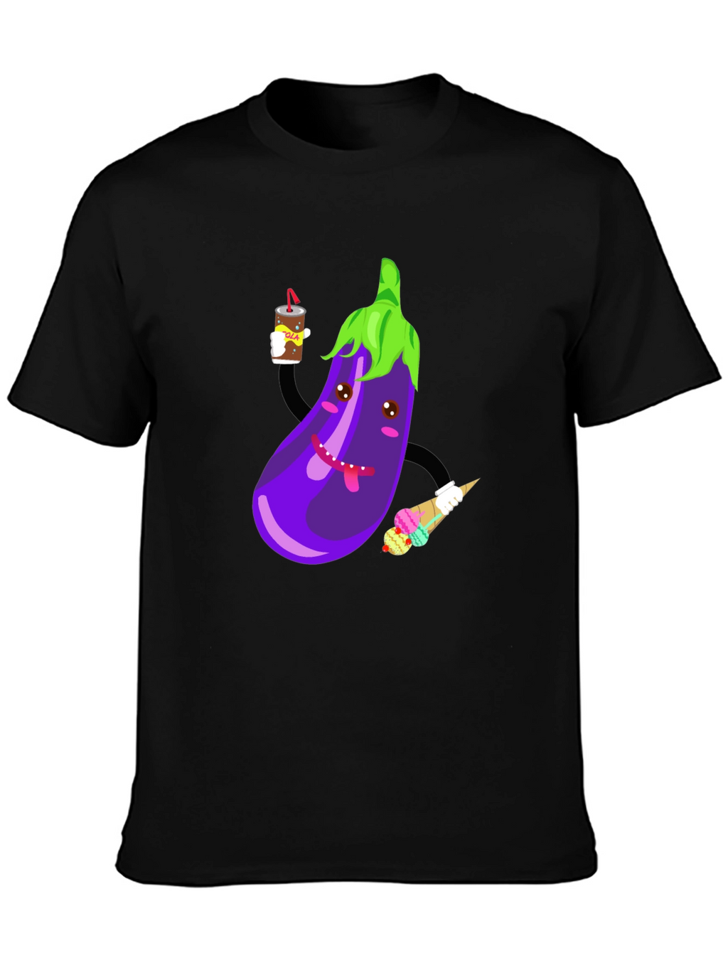 Eggplant Cartoon Graphic T-Shirt
