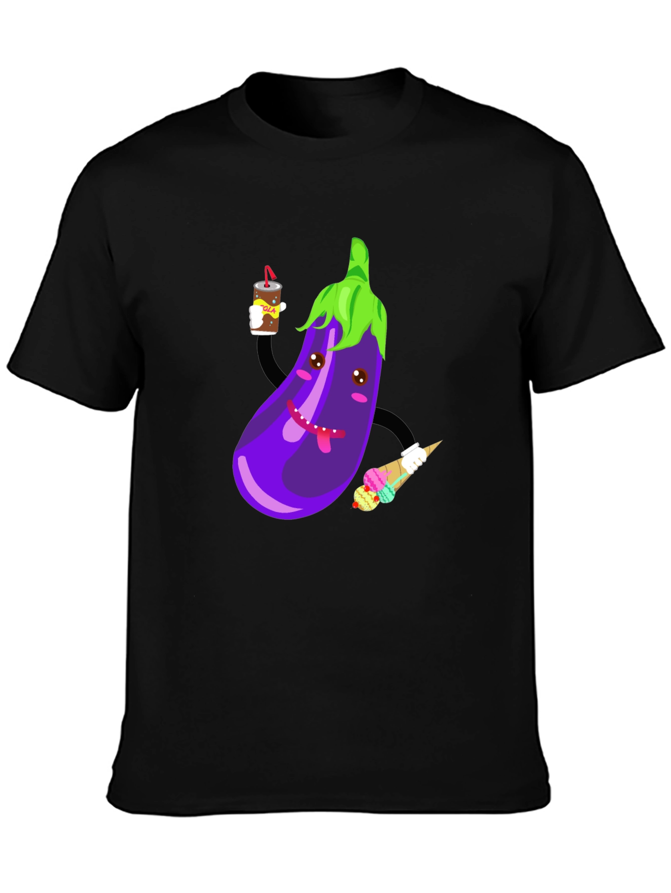 Eggplant Cartoon Graphic T-Shirt