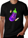 Eggplant Cartoon Graphic T-Shirt