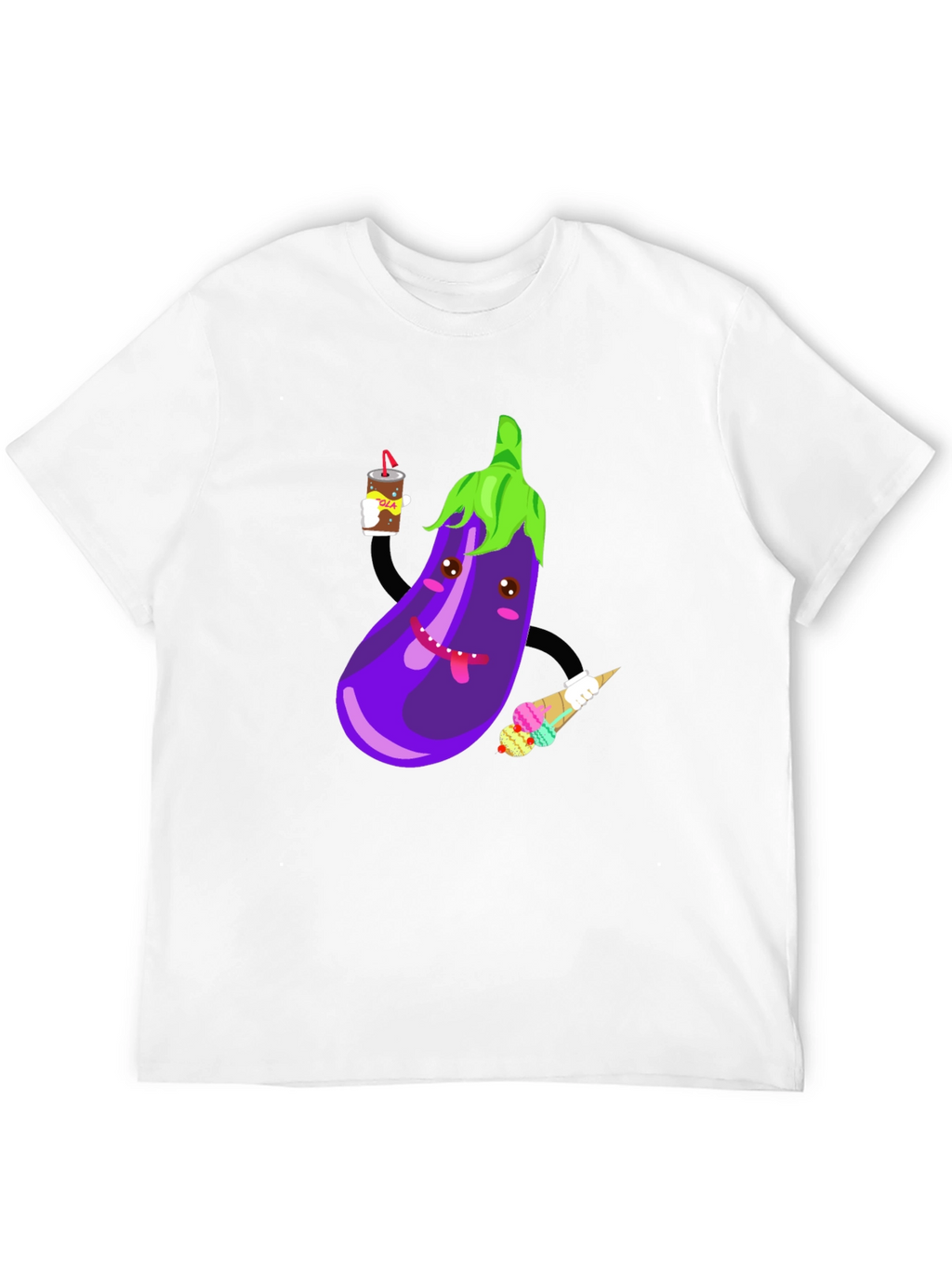 Eggplant Cartoon Graphic T-Shirt