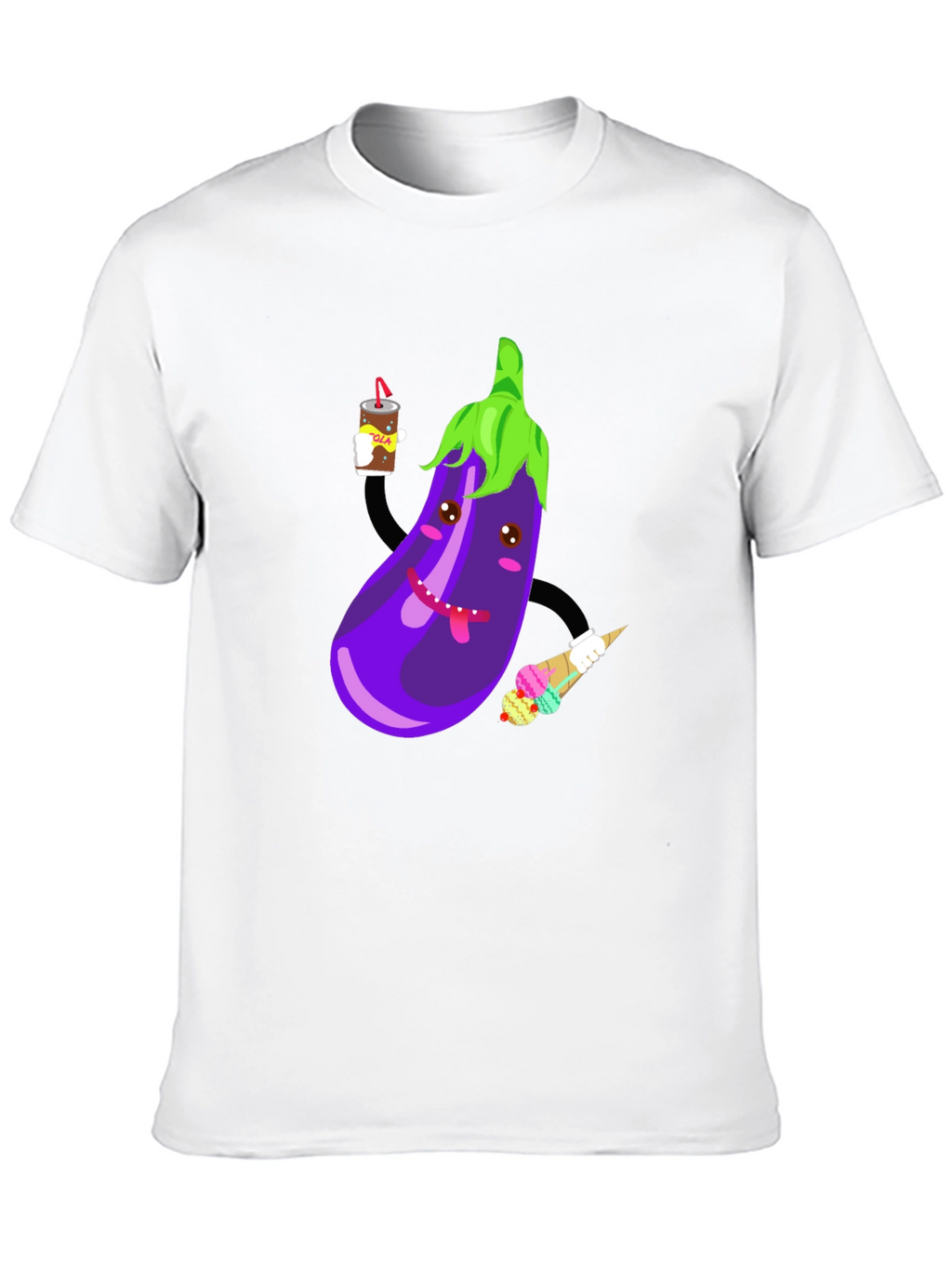 Eggplant Cartoon Graphic T-Shirt
