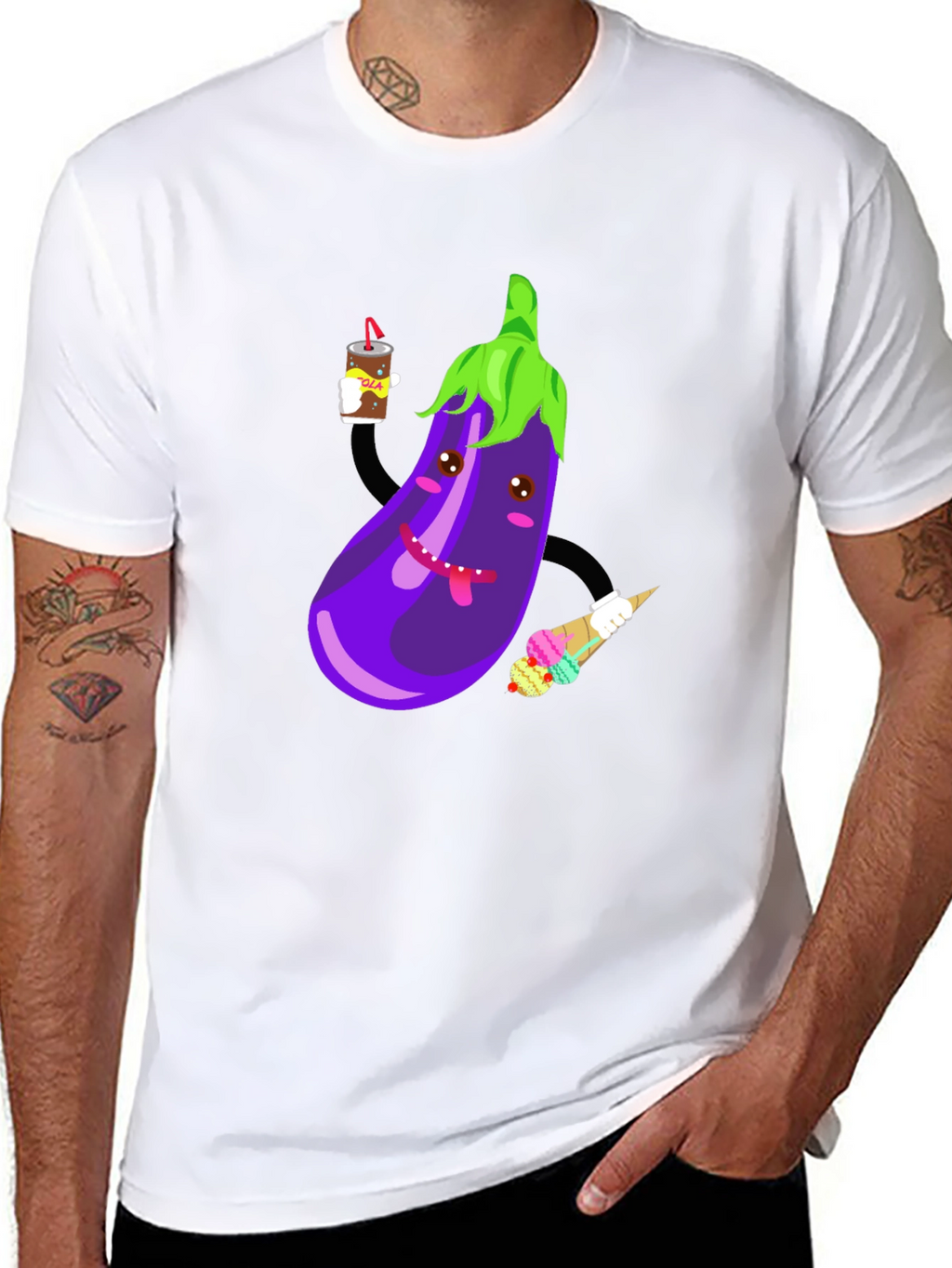 Eggplant Cartoon Graphic T-Shirt