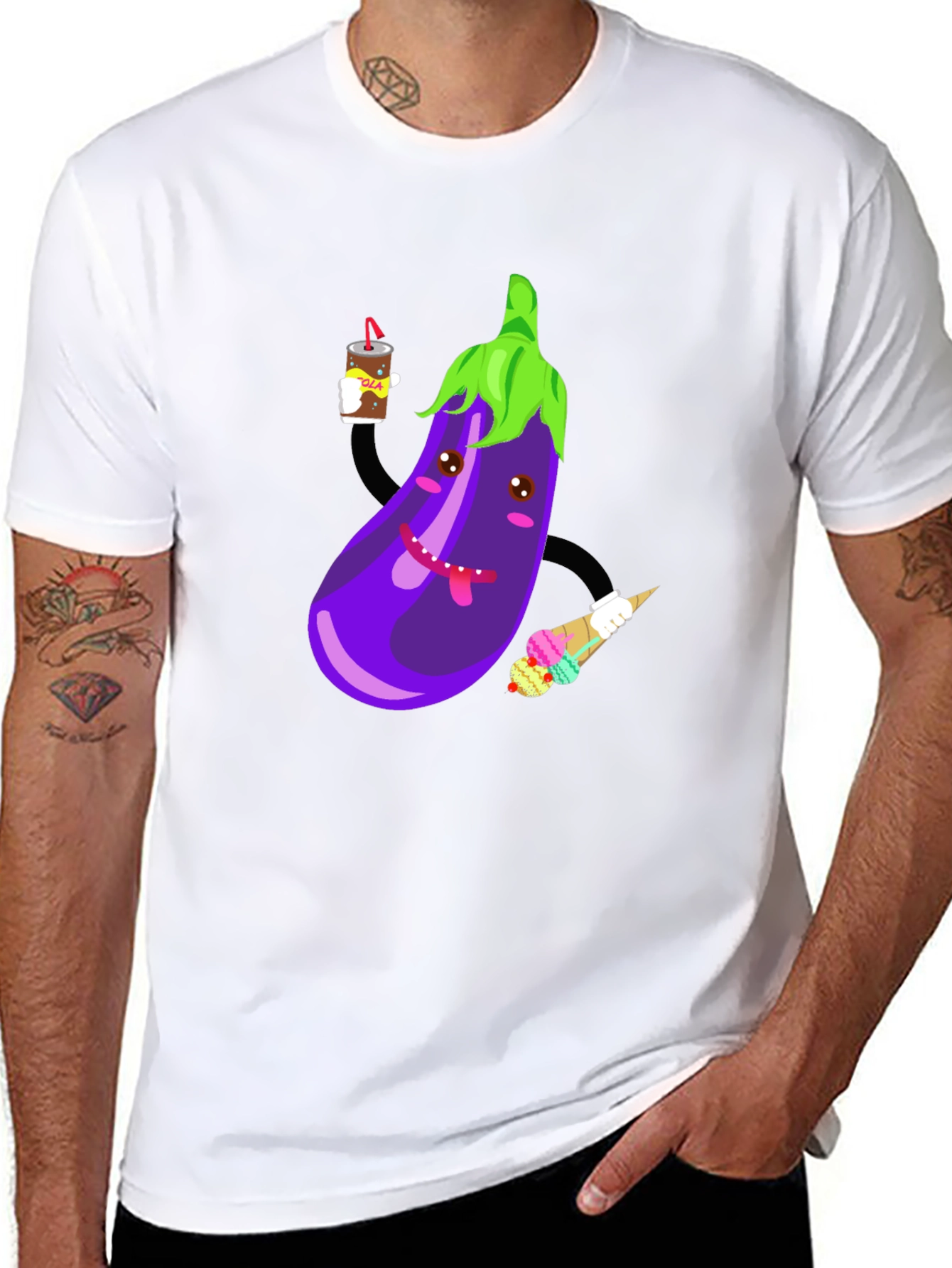 Eggplant Cartoon Graphic T-Shirt