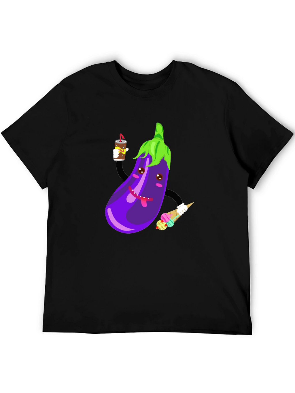Eggplant Cartoon Graphic T-Shirt