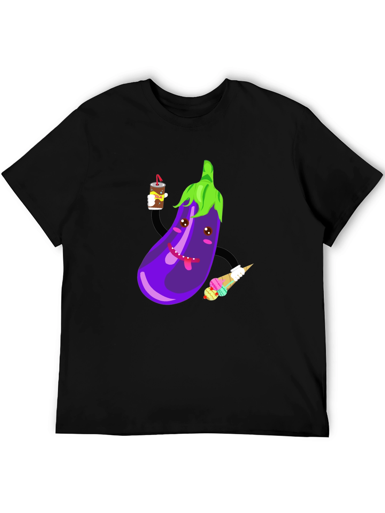 Eggplant Cartoon Graphic T-Shirt