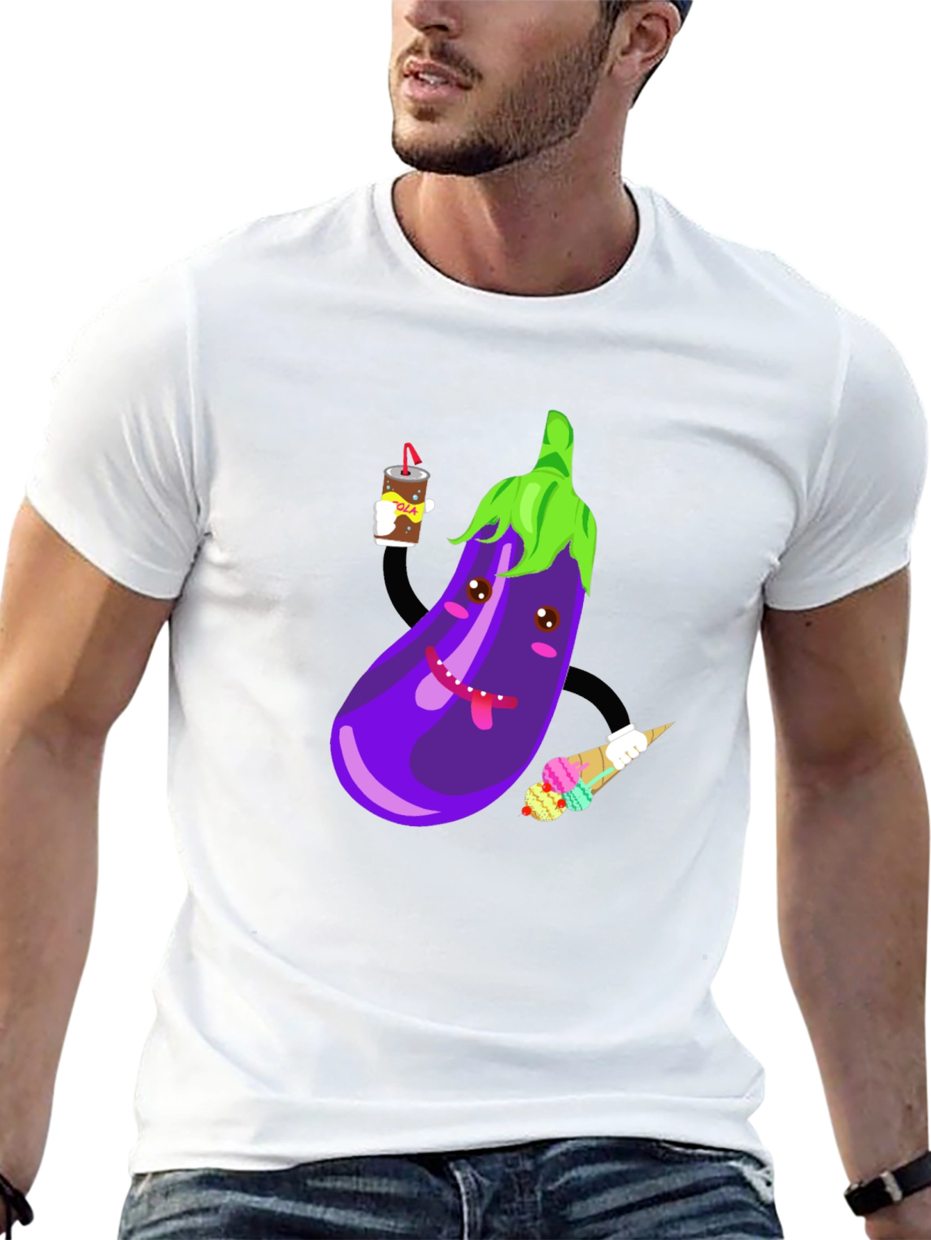 Eggplant Cartoon Graphic T-Shirt