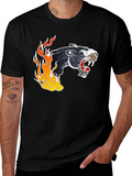 Black Panther Flames Graphic T-Shirt