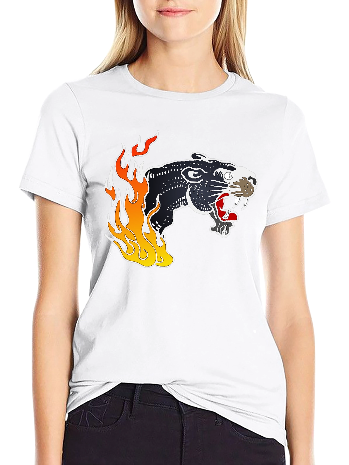 Black Panther Flames Graphic T-Shirt