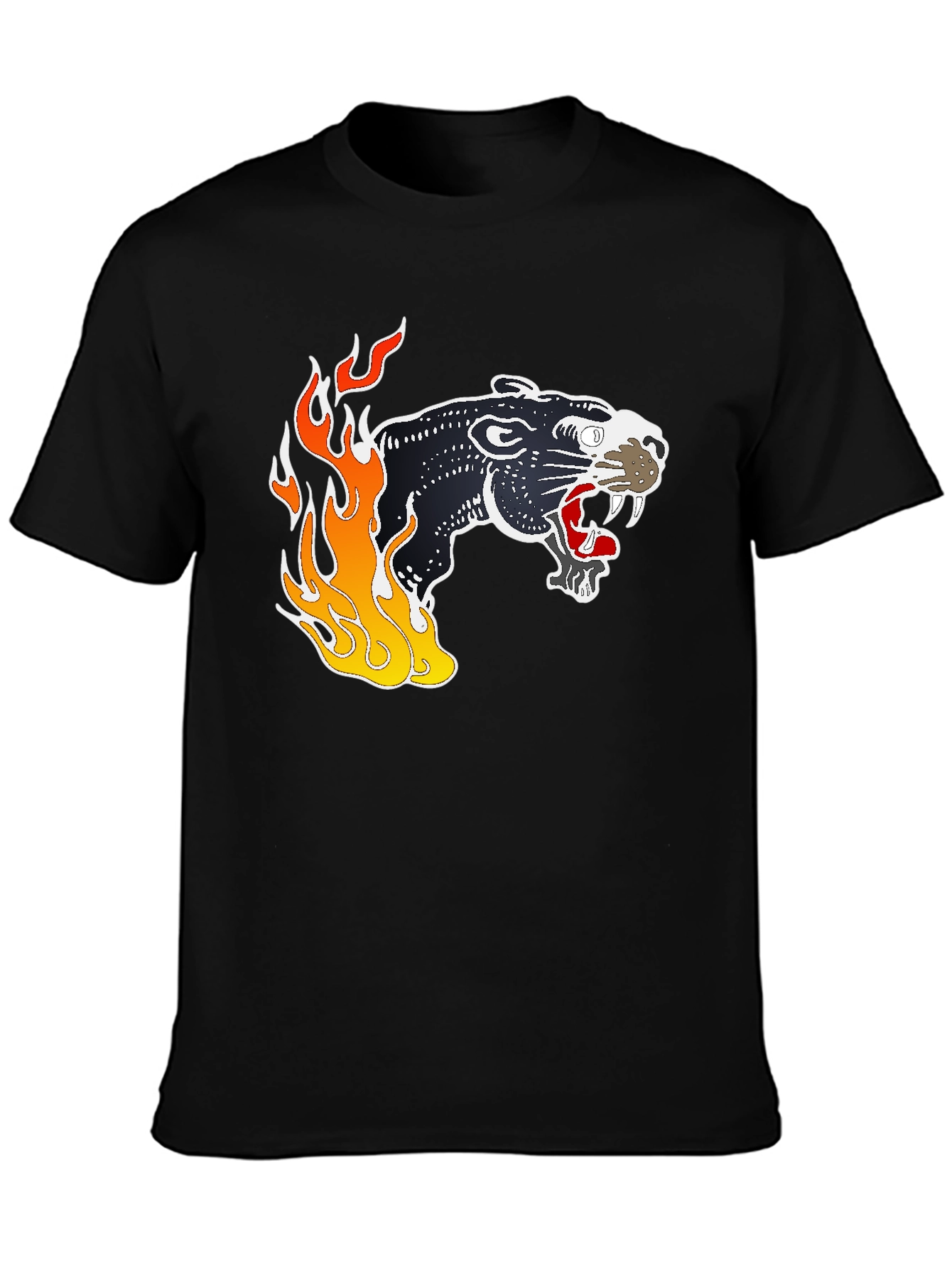 Black Panther Flames Graphic T-Shirt