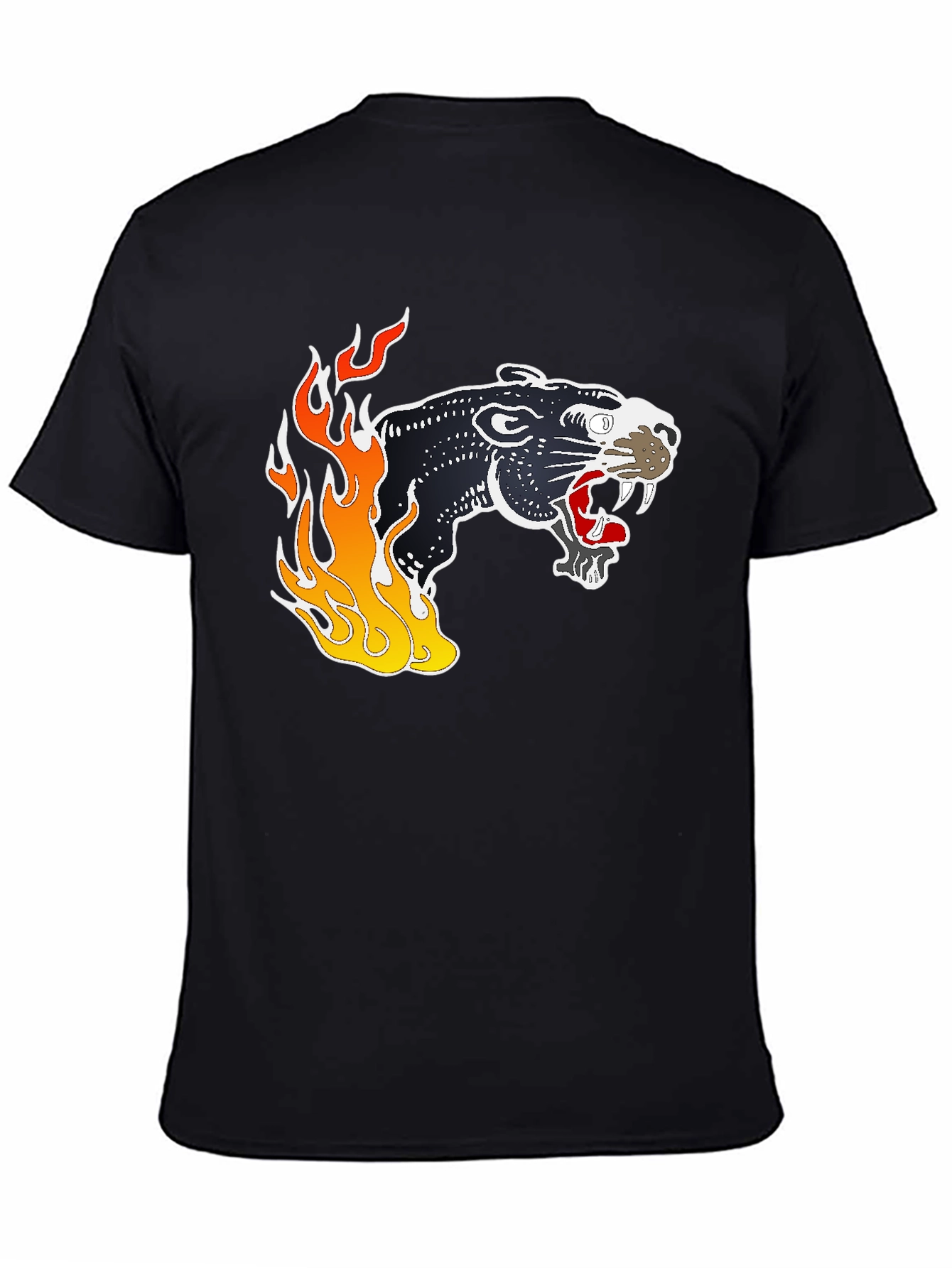 Black Panther Flames Graphic T-Shirt