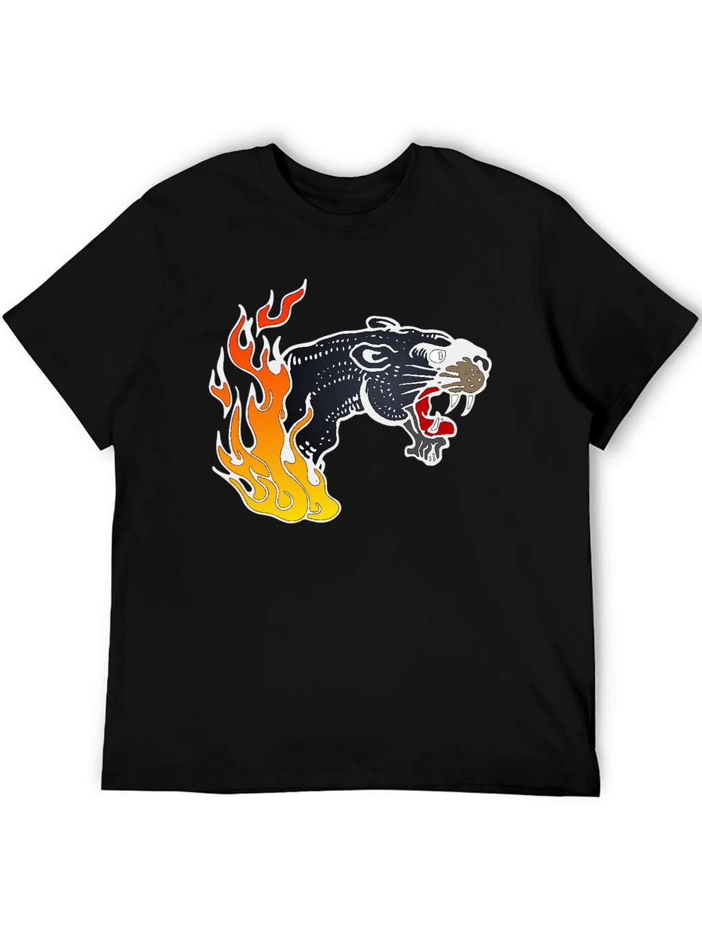 Black Panther Flames Graphic T-Shirt