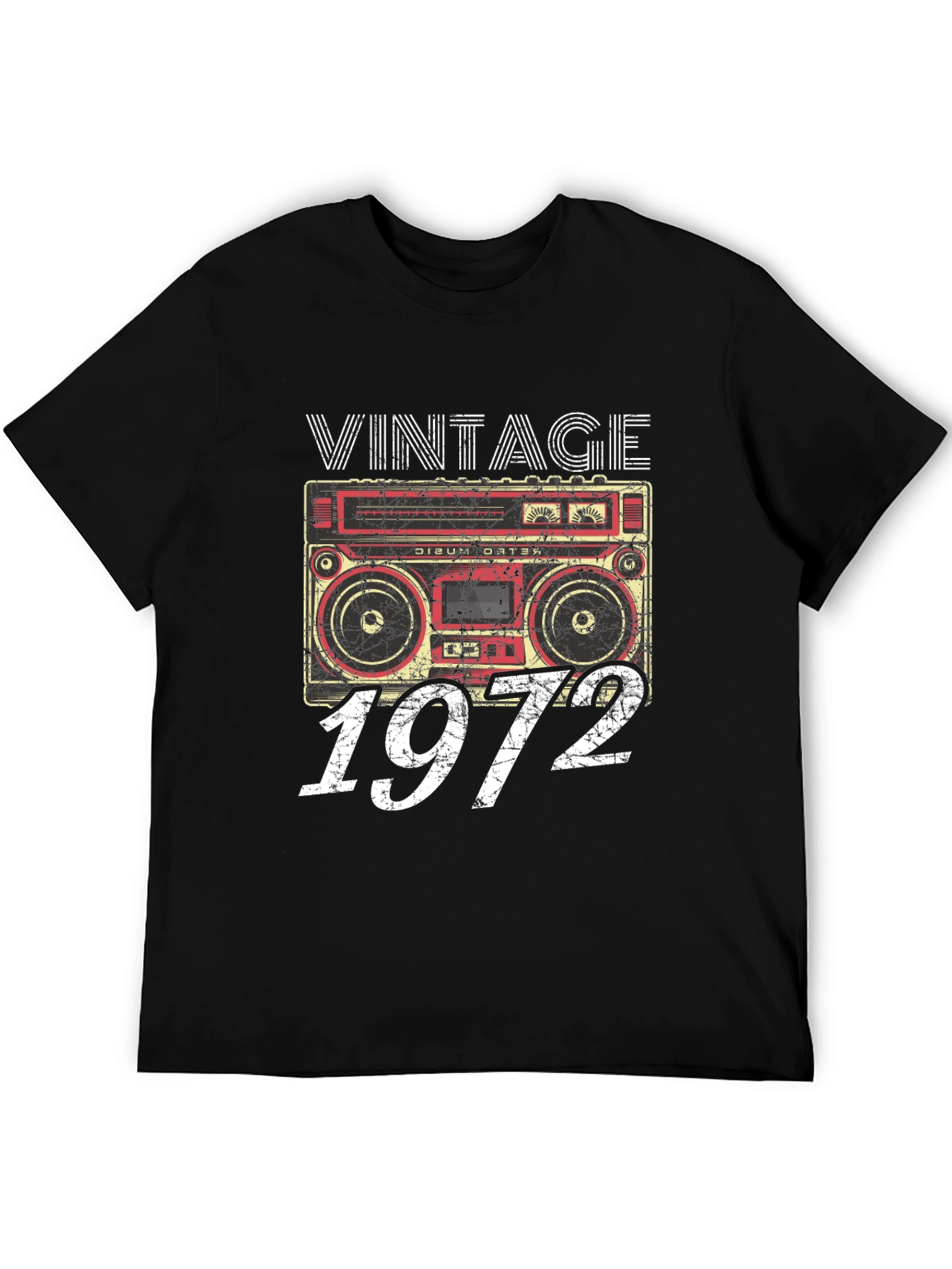Vintage 1972 Cassette Player Black T-Shirt