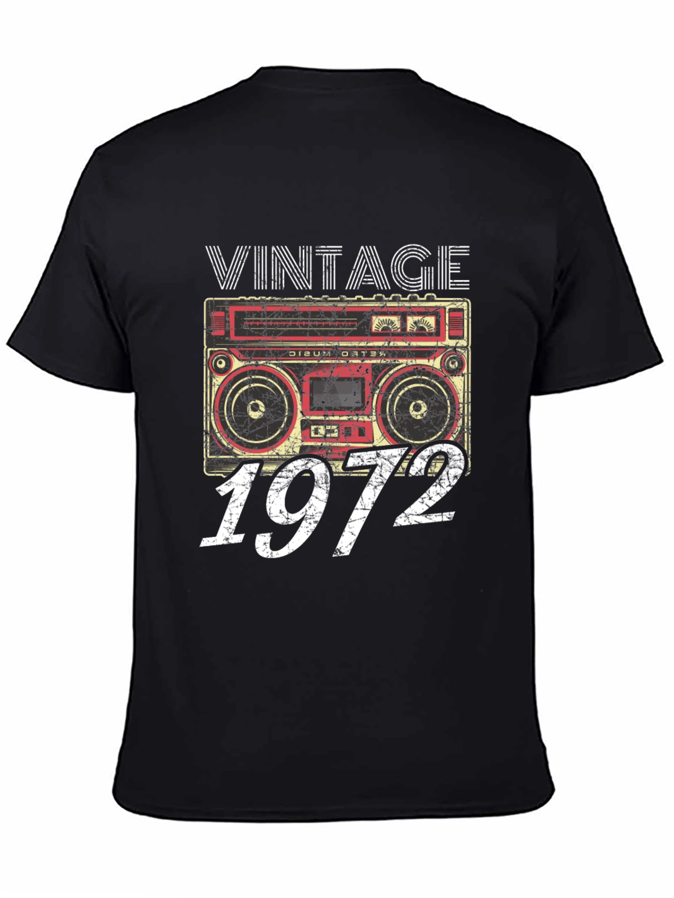 Vintage 1972 Cassette Player Black T-Shirt