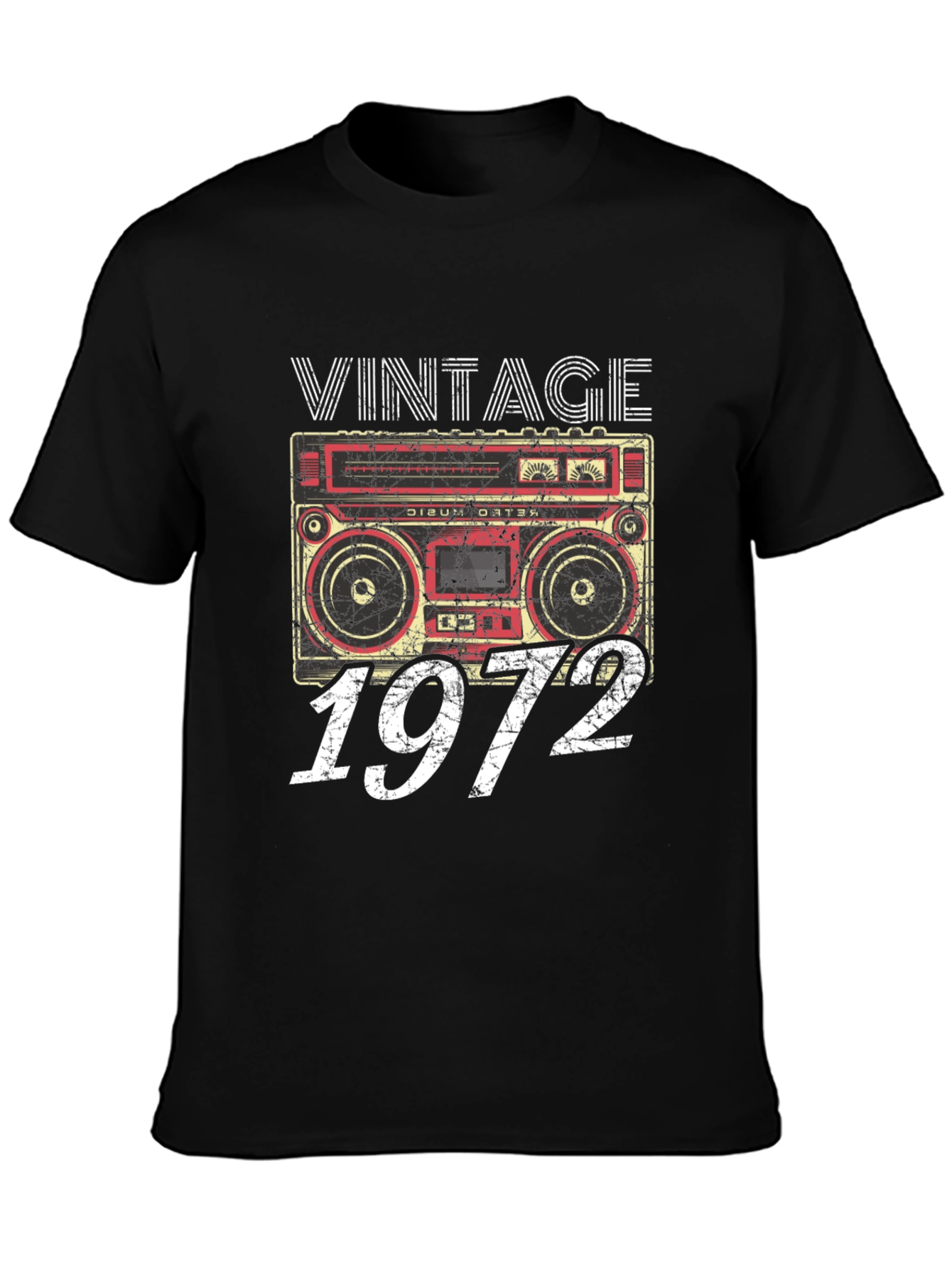 Vintage 1972 Cassette Player Black T-Shirt
