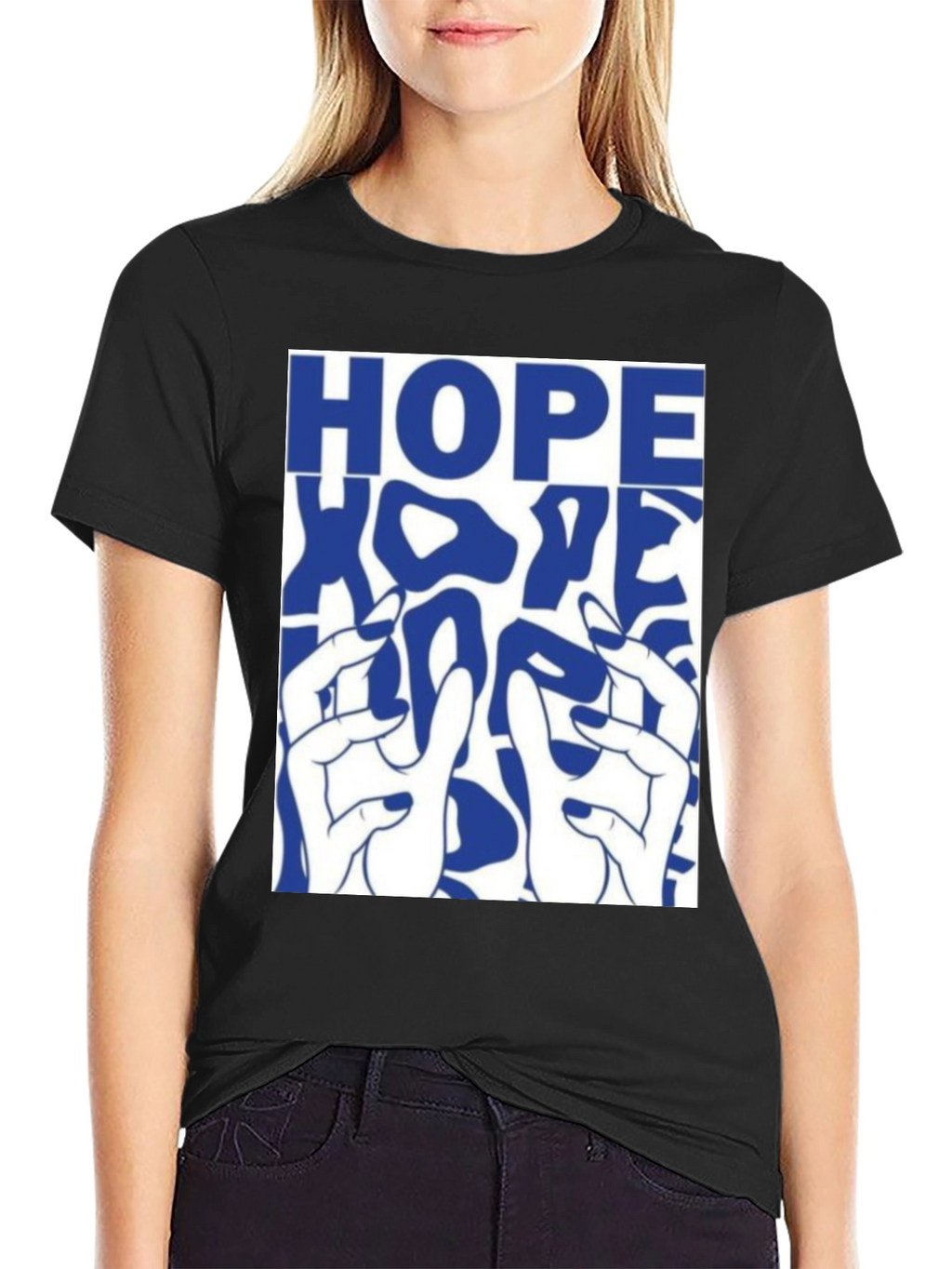 HOPE Graphic Print Black Cotton T-Shirt