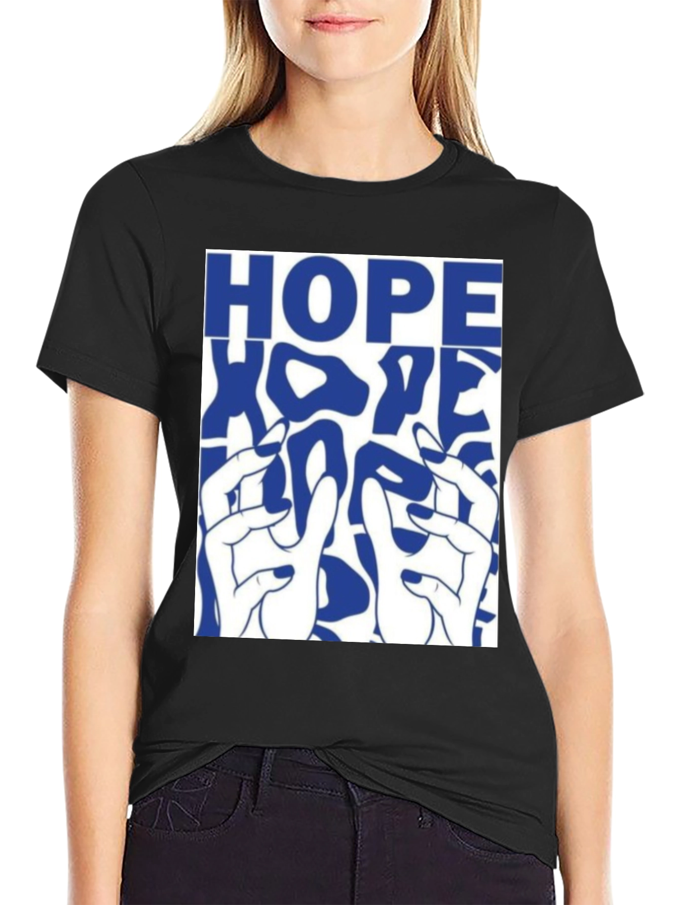 HOPE Graphic Print Black Cotton T-Shirt