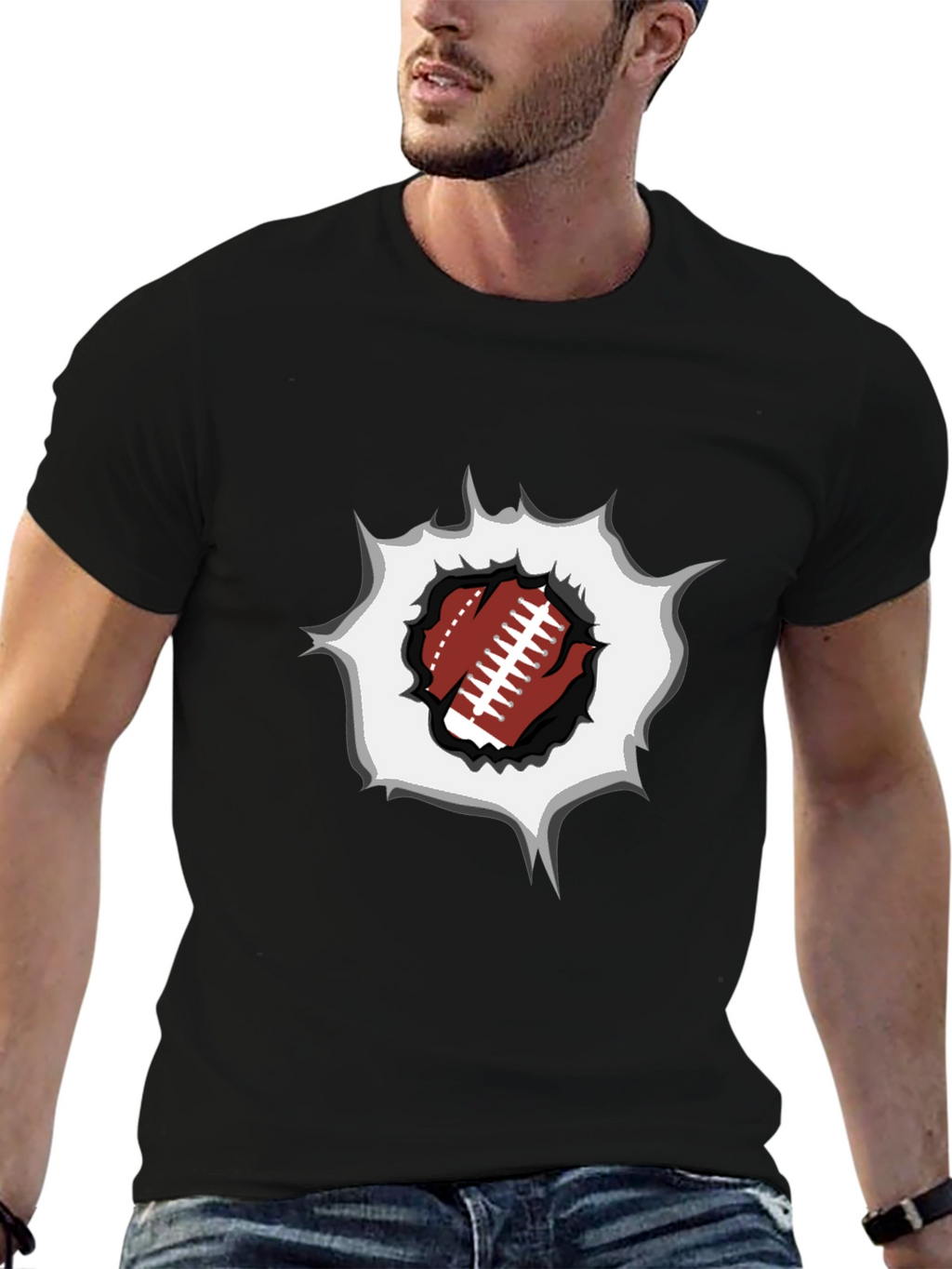 Football Rip T-Shirt - Sports Fan Tee