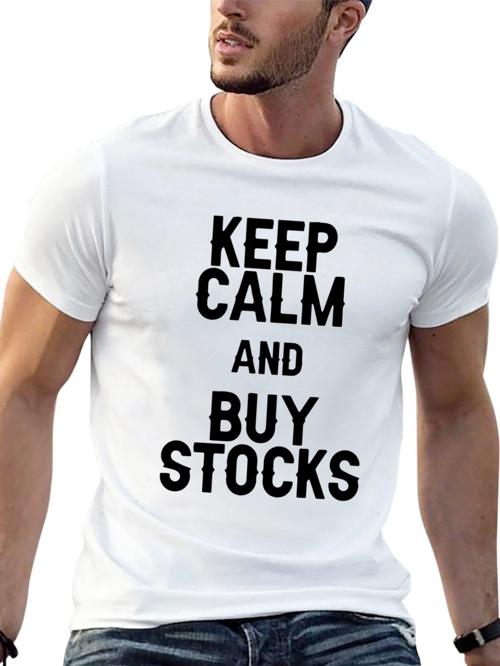 Keep Calm and Buy Stocks Black T-Shirt