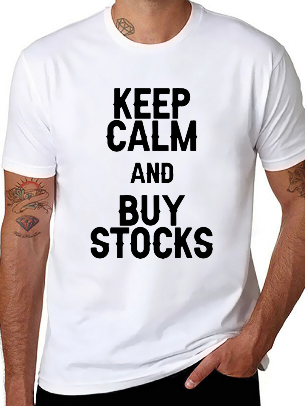 Keep Calm and Buy Stocks Black T-Shirt