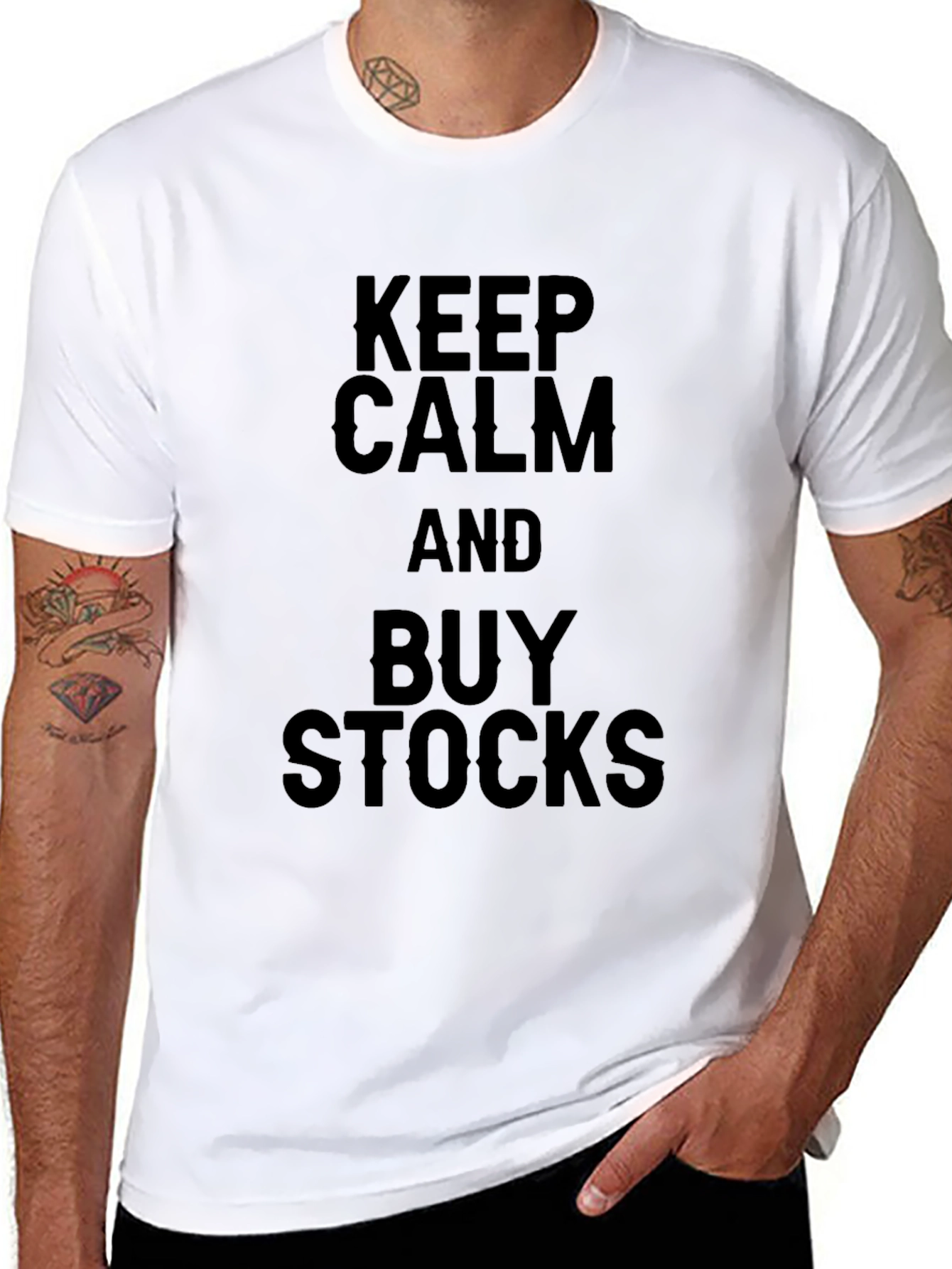 Keep Calm and Buy Stocks Black T-Shirt
