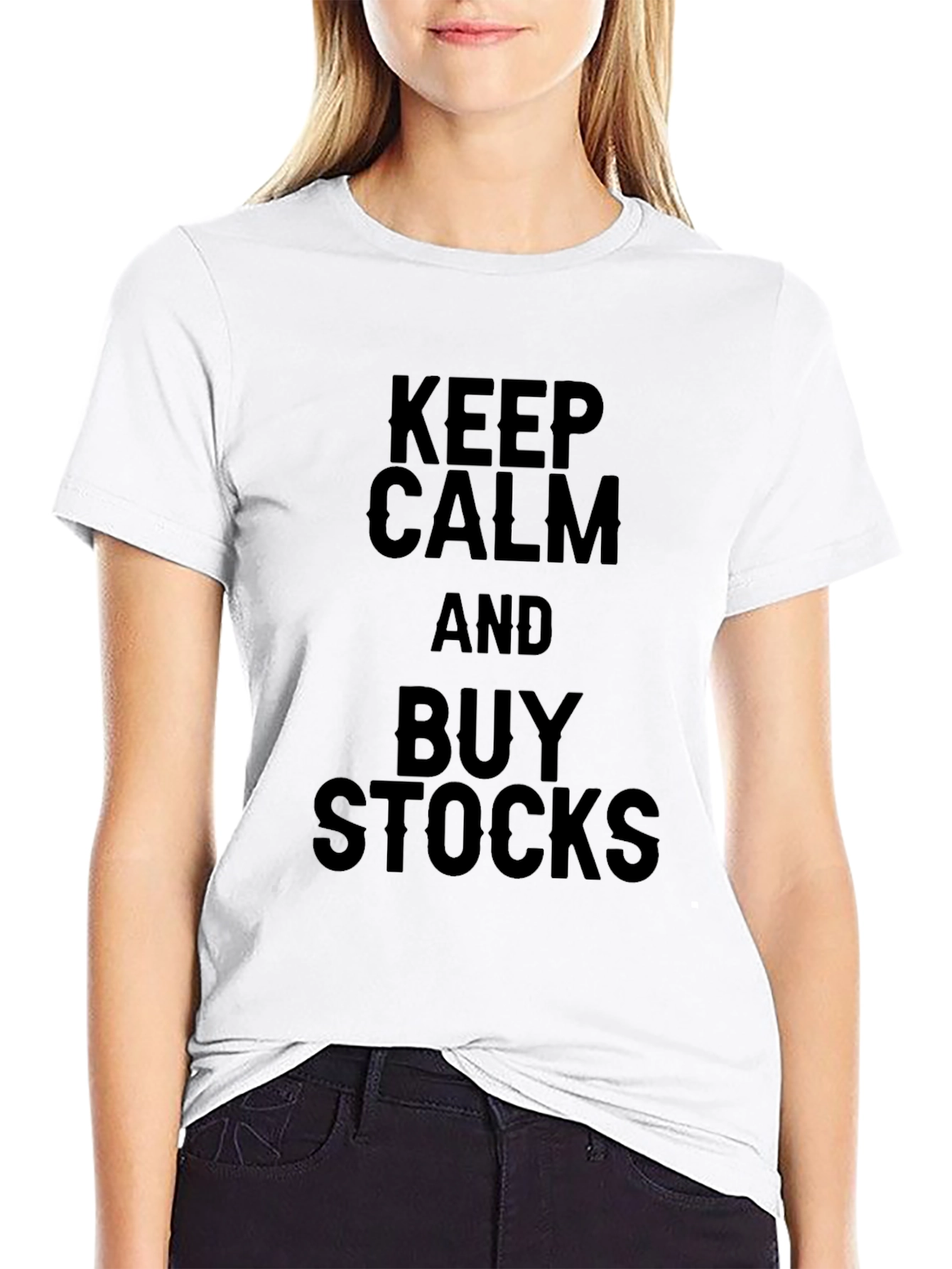 Keep Calm and Buy Stocks Black T-Shirt