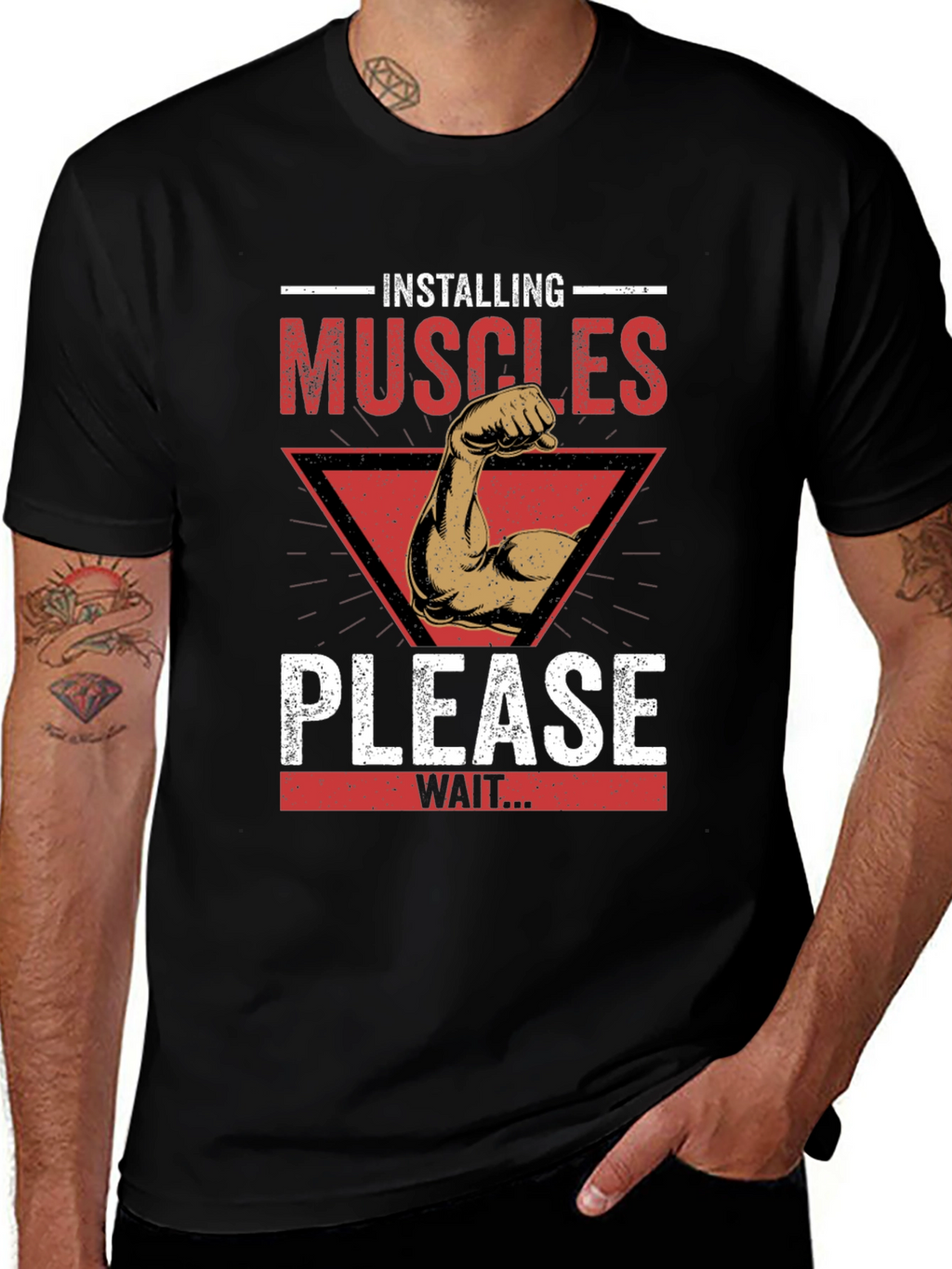 Installing Muscles Graphic Tee - Workout Humor