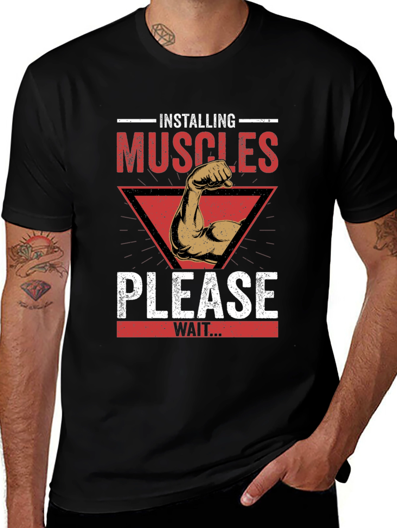Installing Muscles Graphic Tee - Workout Humor