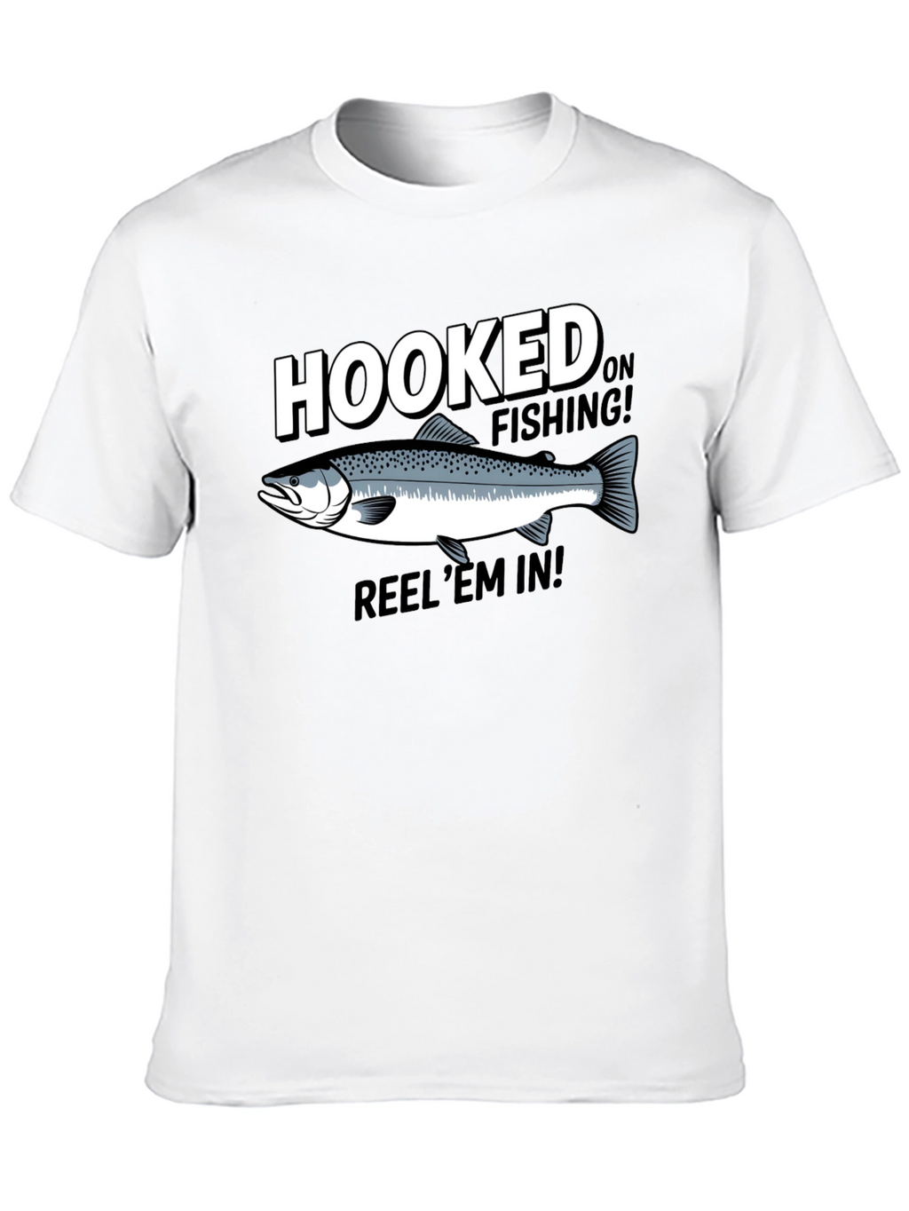 Hooked on Fishing Black Graphic T-Shirt