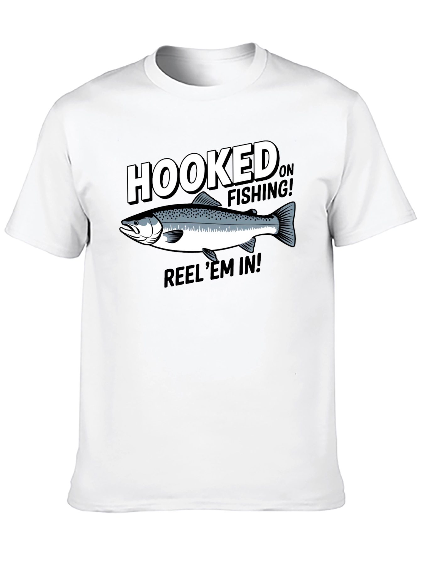 Hooked on Fishing Black Graphic T-Shirt