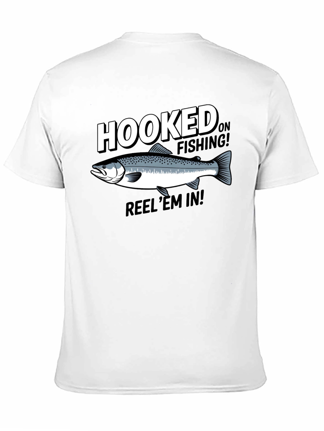 Hooked on Fishing Black Graphic T-Shirt