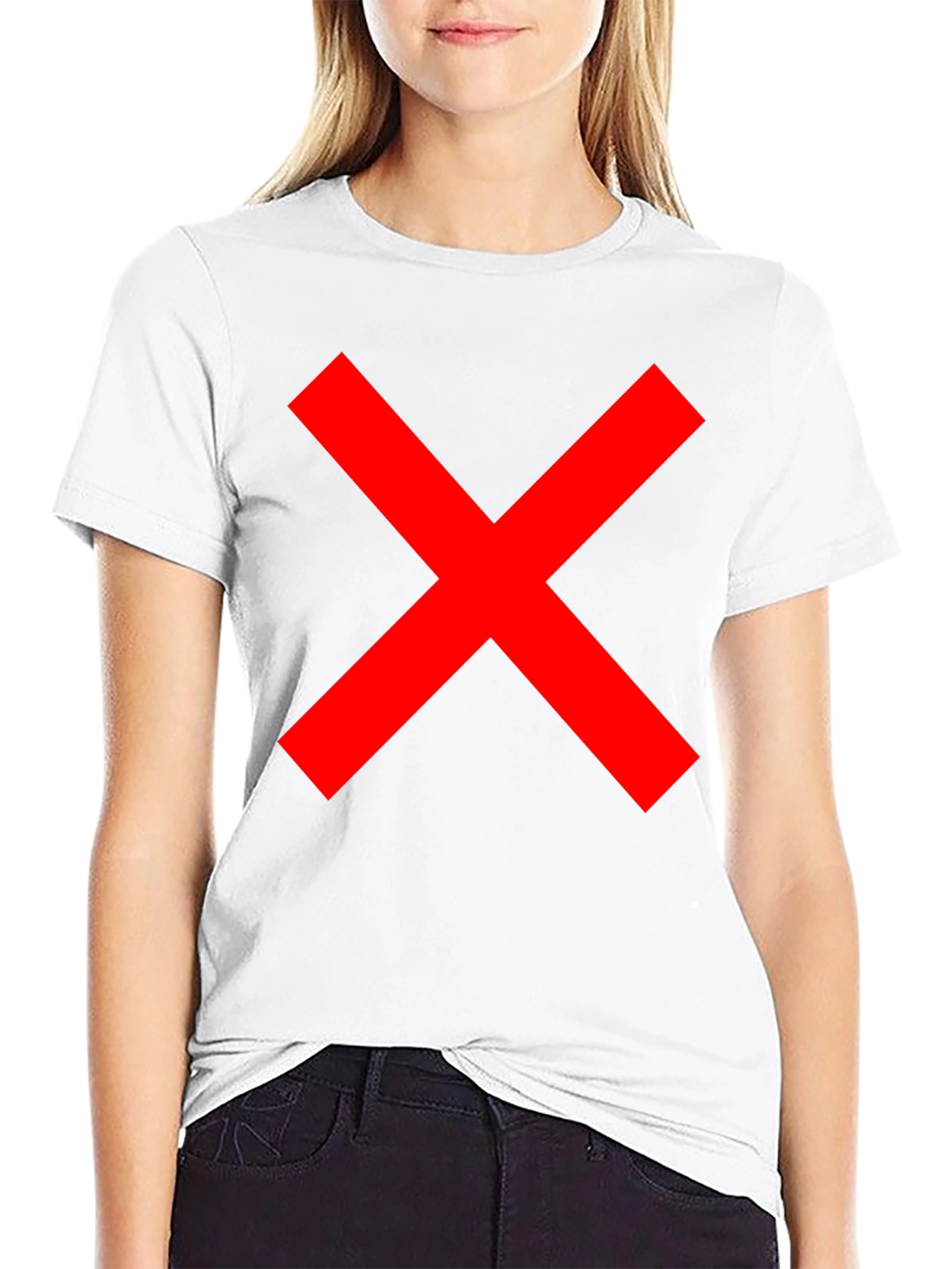 Mens Black T-Shirt with Red X Graphic