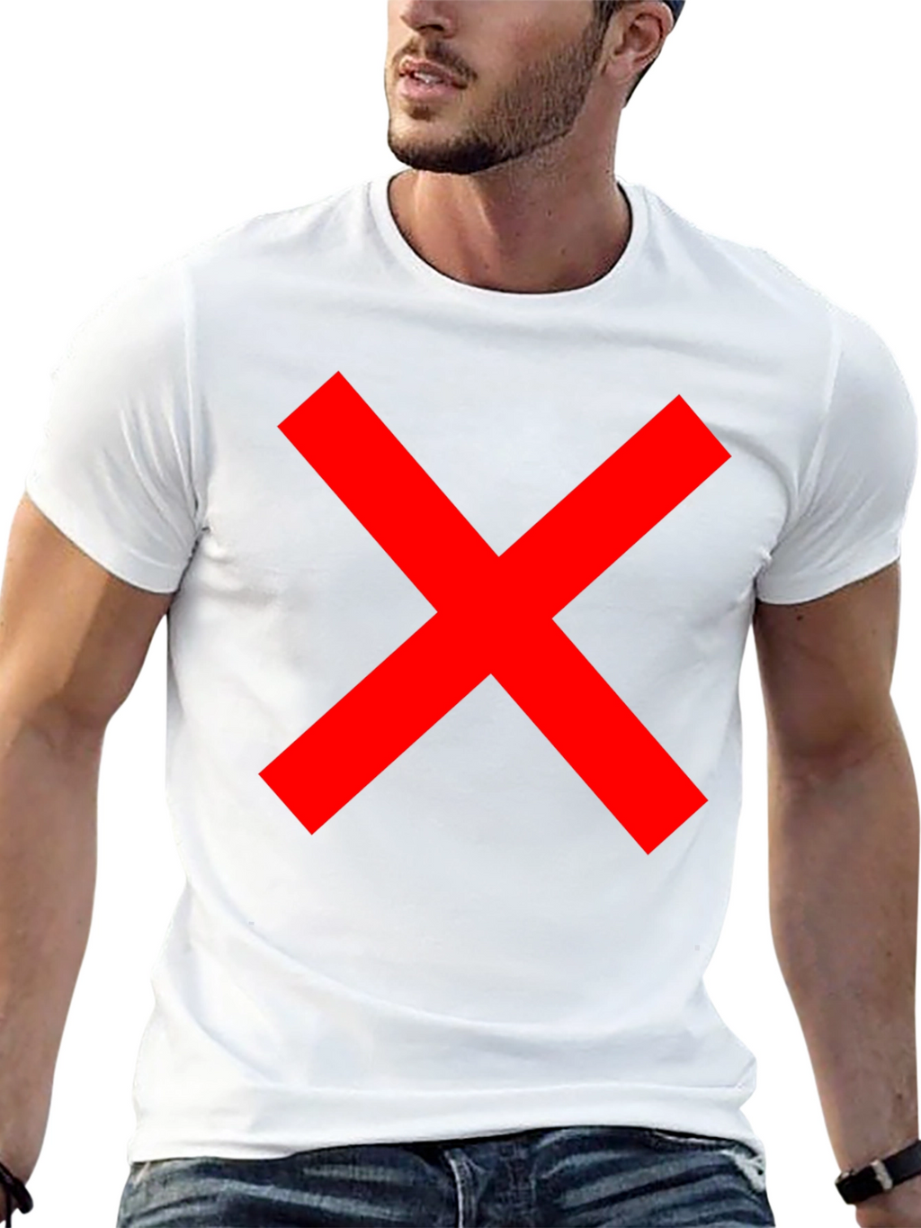 Mens Black T-Shirt with Red X Graphic