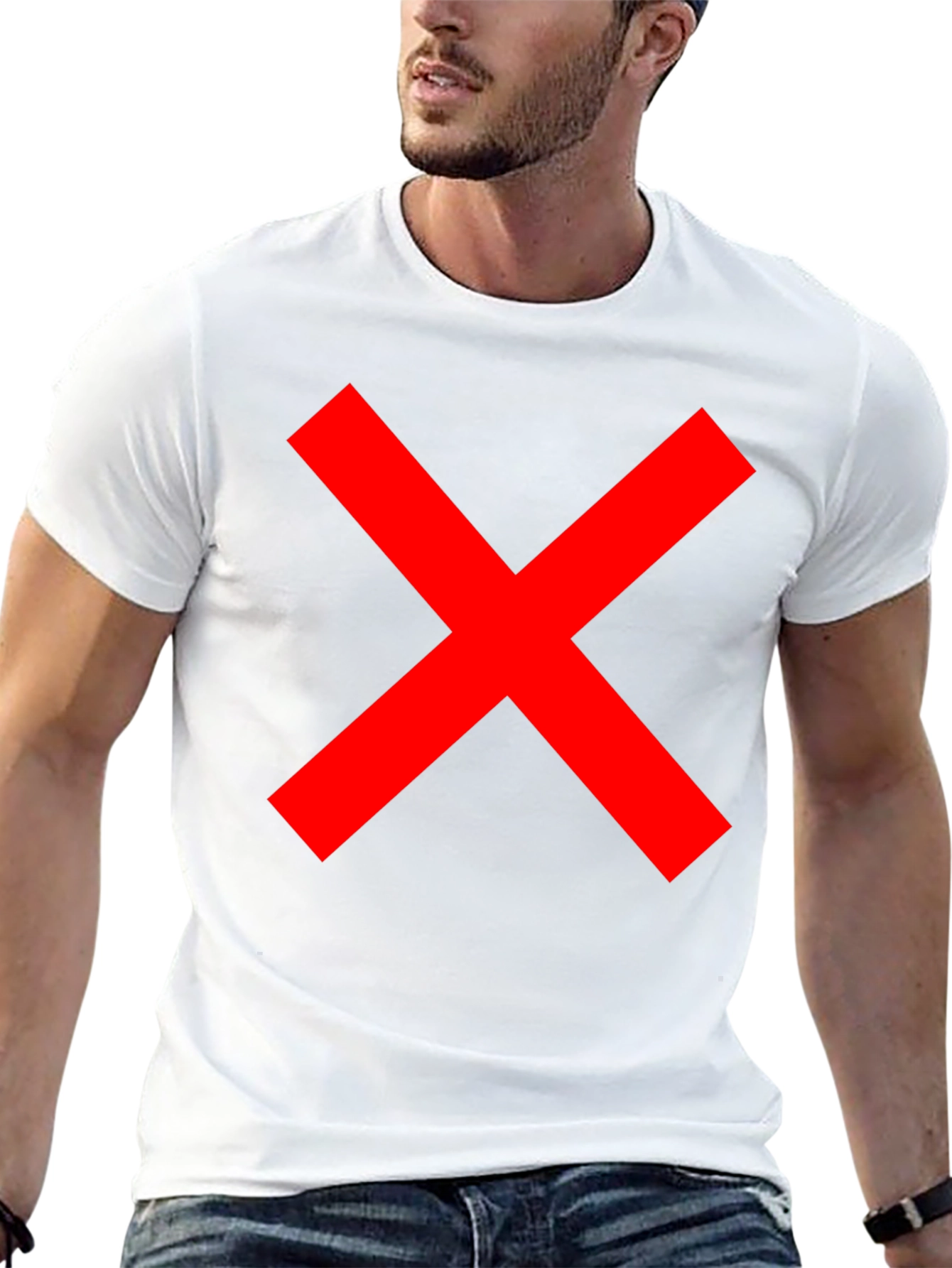 Mens Black T-Shirt with Red X Graphic